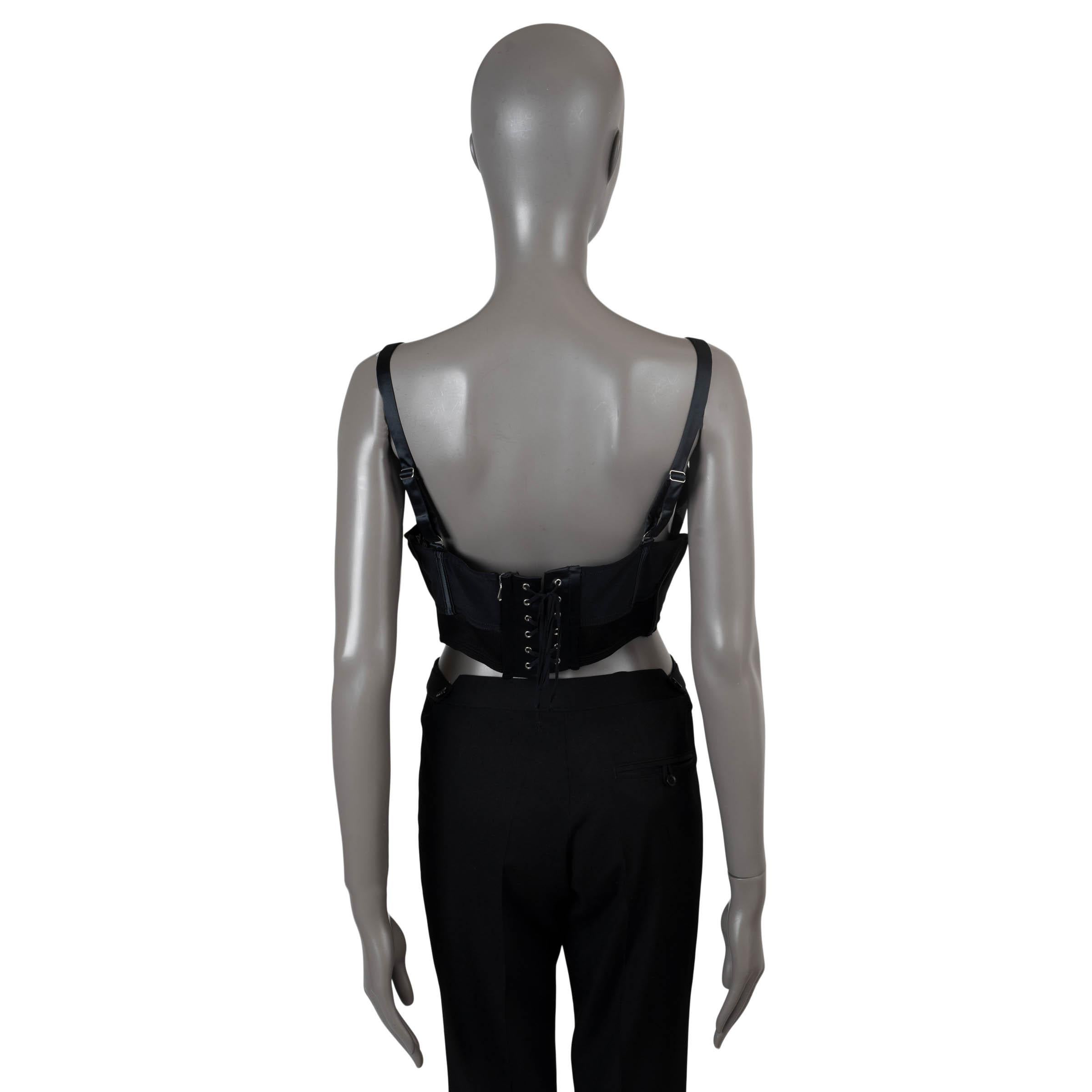 Black JEAN PAUL GAULTIER x LOTTA VOLKOVA black SATIN BUSTIER Top Shirt 42 L For Sale