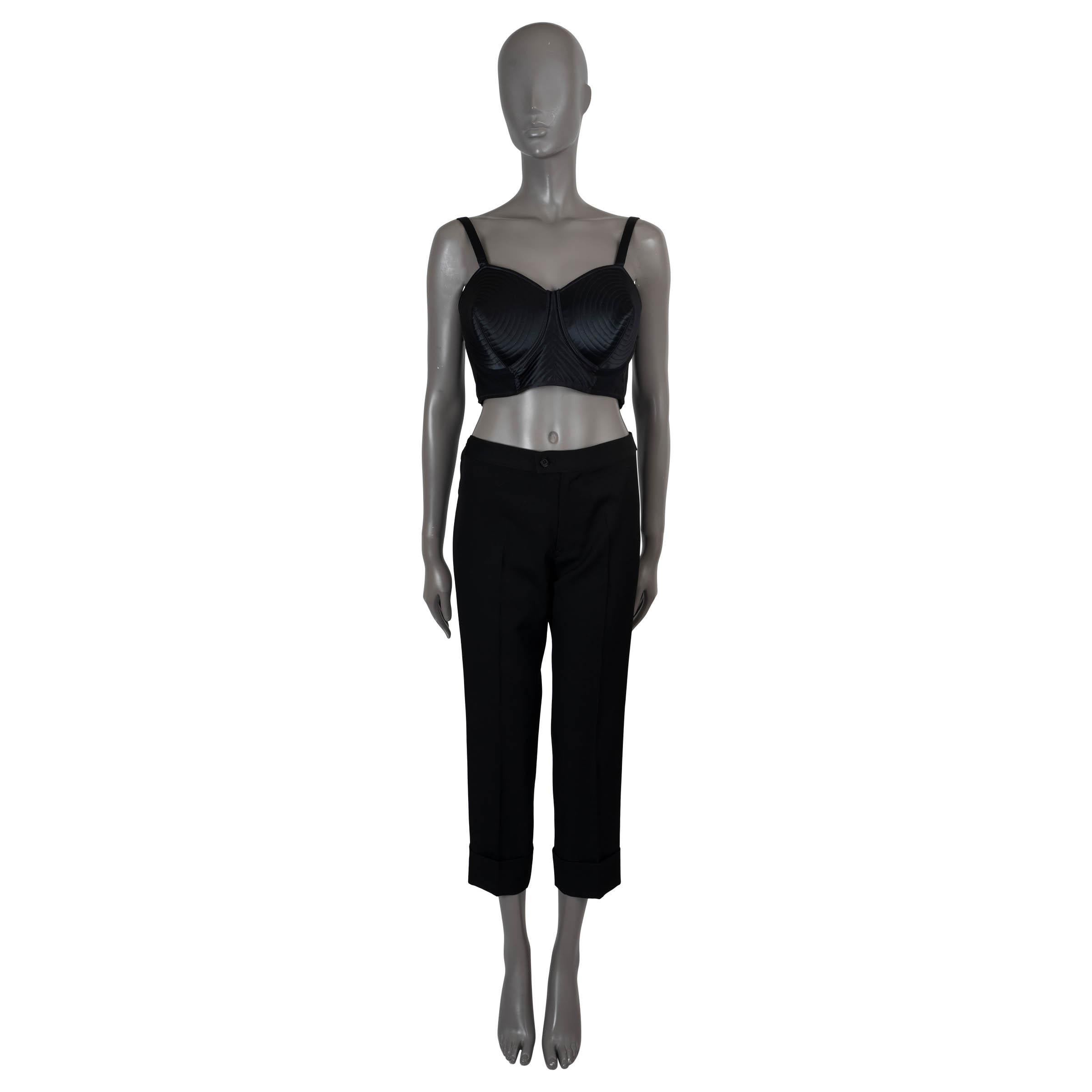 JEAN PAUL GAULTIER x LOTTA VOLKOVA black SATIN BUSTIER Top Shirt 42 L In Excellent Condition For Sale In Zürich, CH