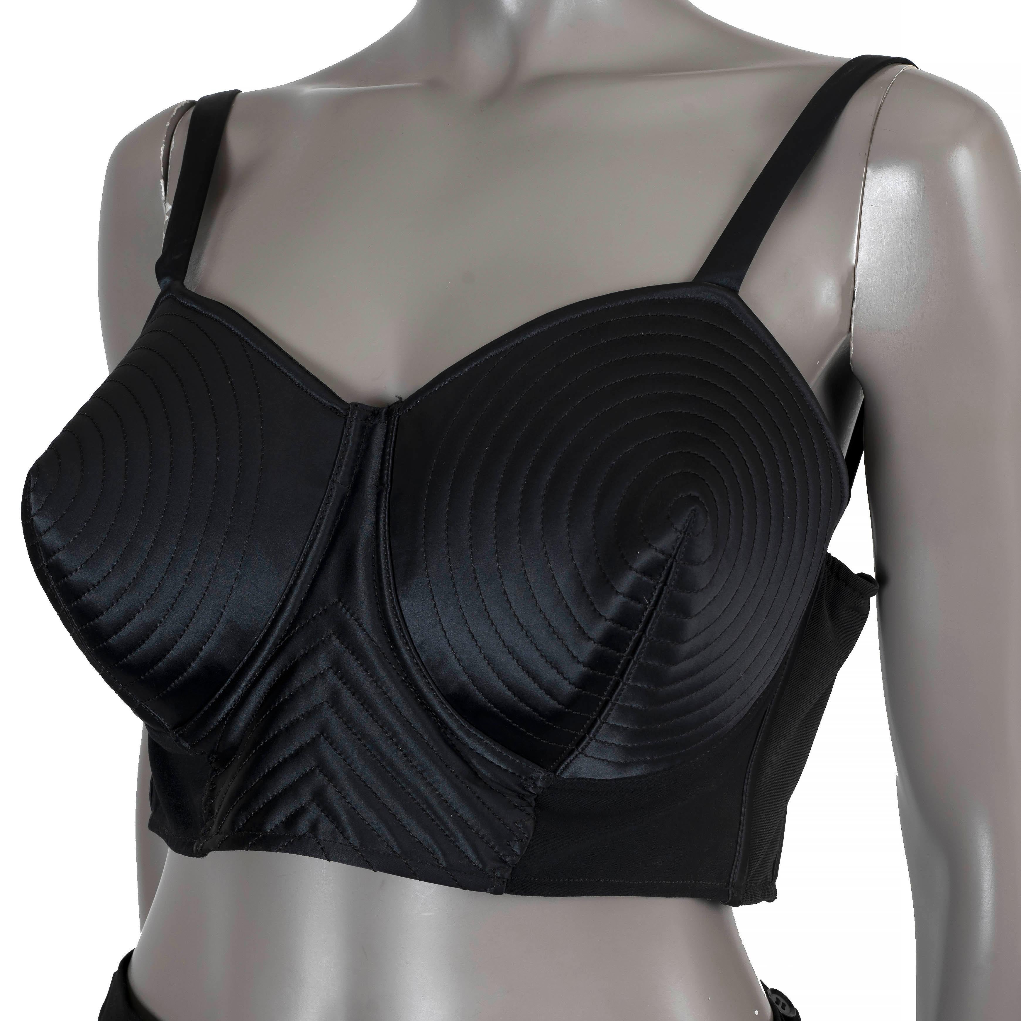 Women's JEAN PAUL GAULTIER x LOTTA VOLKOVA black SATIN BUSTIER Top Shirt 42 L For Sale
