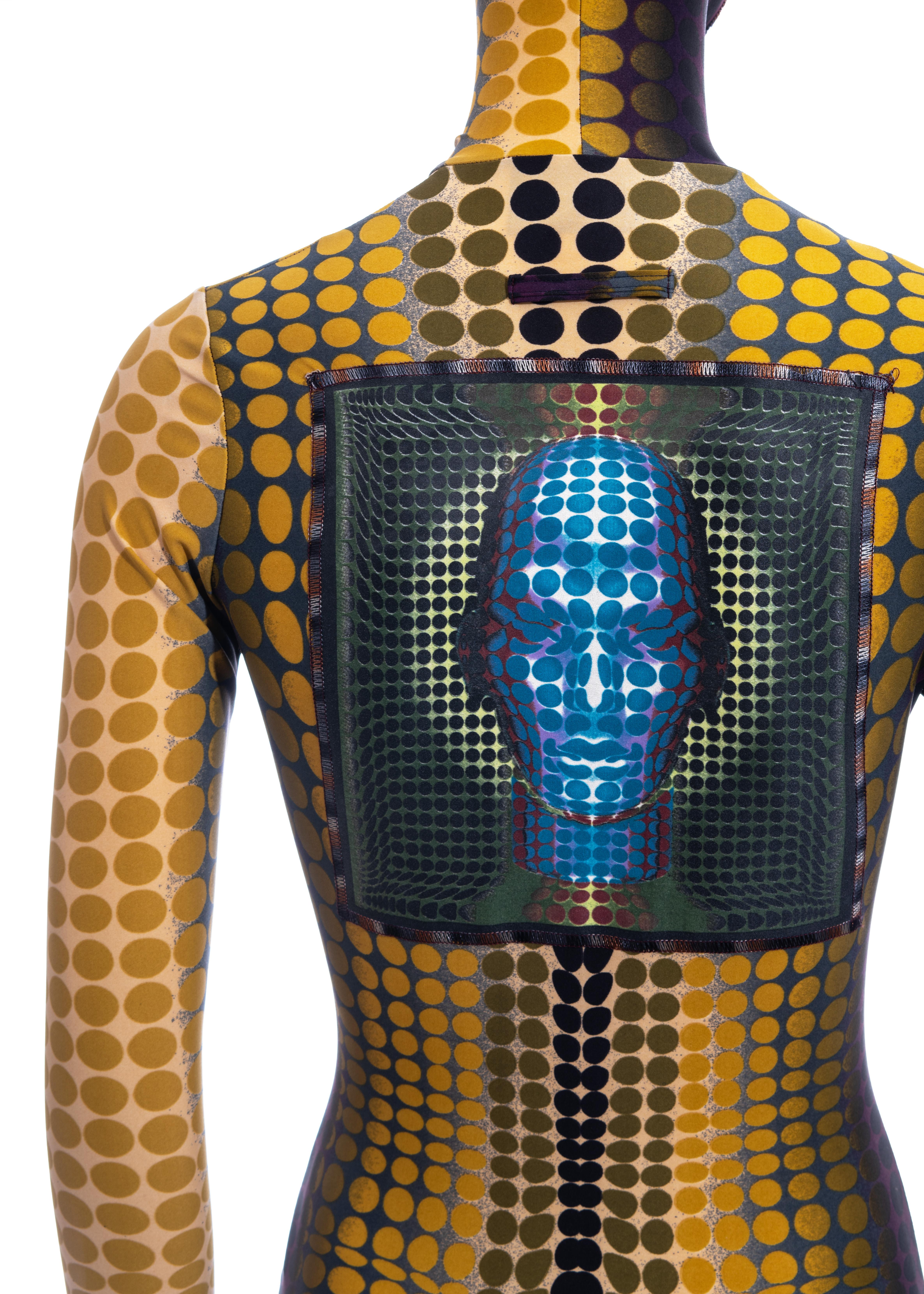 Jean Paul Gaultier yellow cyber dots hooded catsuit, fw 1995  For Sale 3