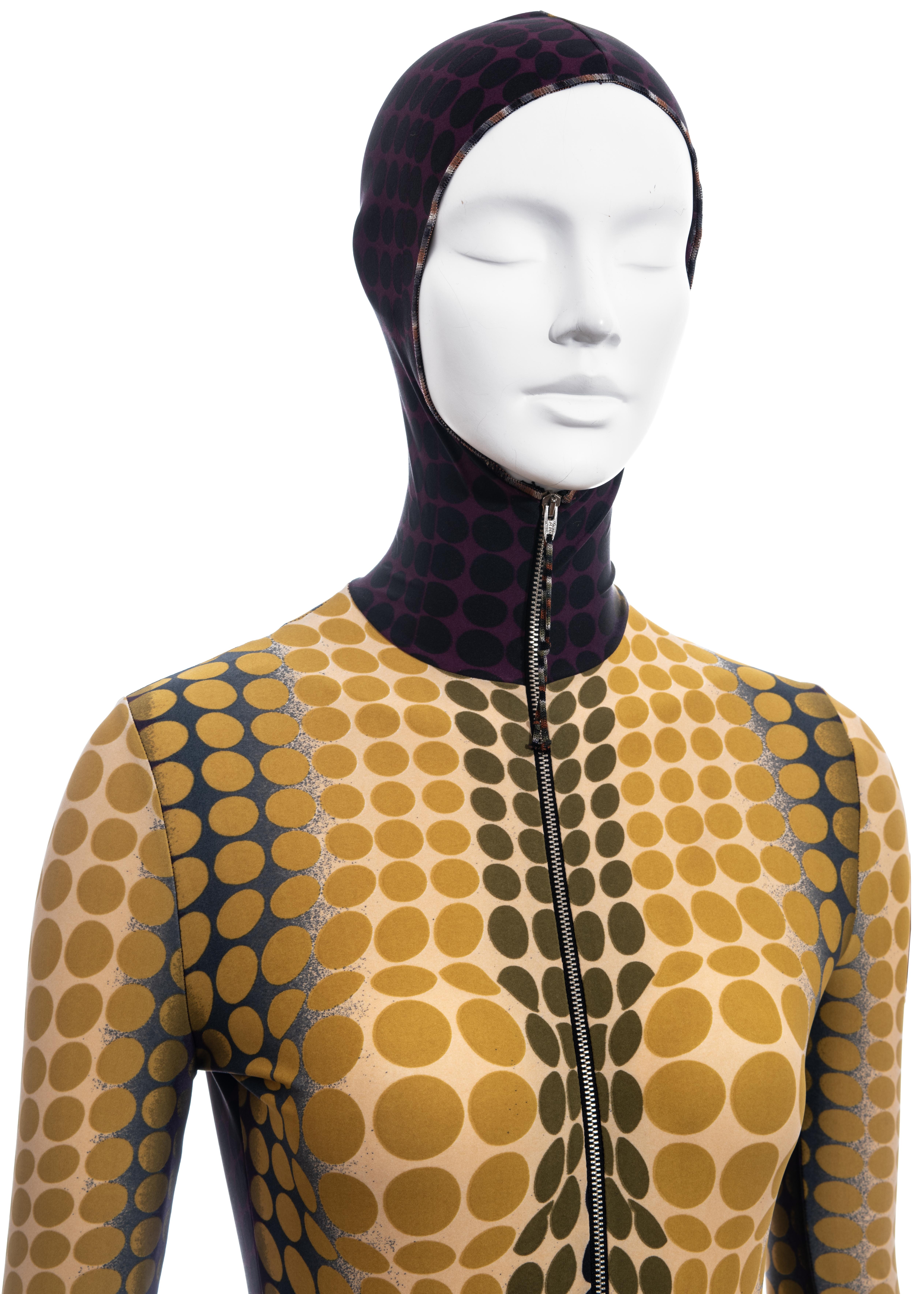 Combinaison à capuche à pois jaunes Jean Paul Gaultier, A/H 1995 Excellent état - En vente à London, GB