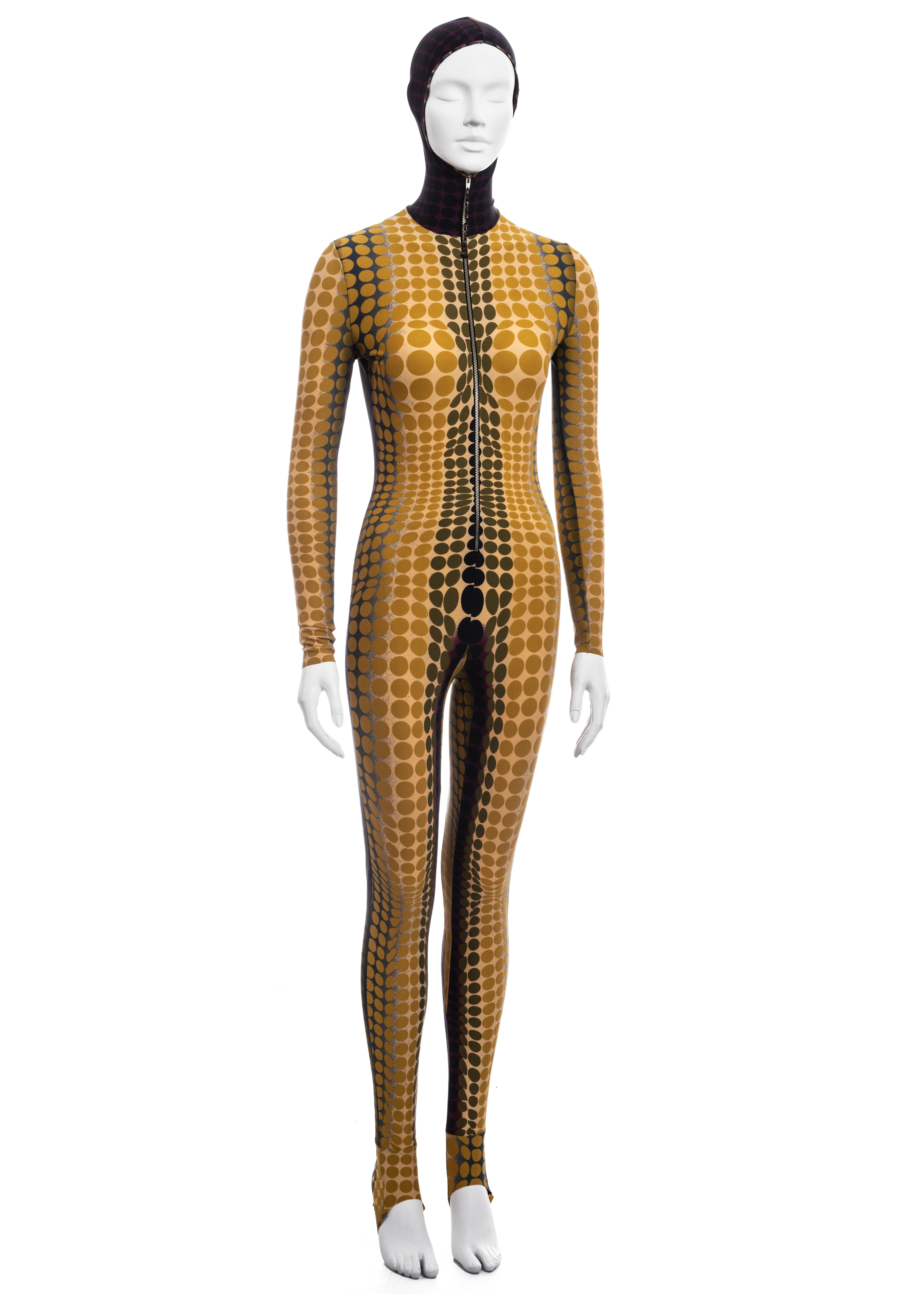 Combinaison à capuche à pois jaunes Jean Paul Gaultier, A/H 1995 Pour femmes en vente