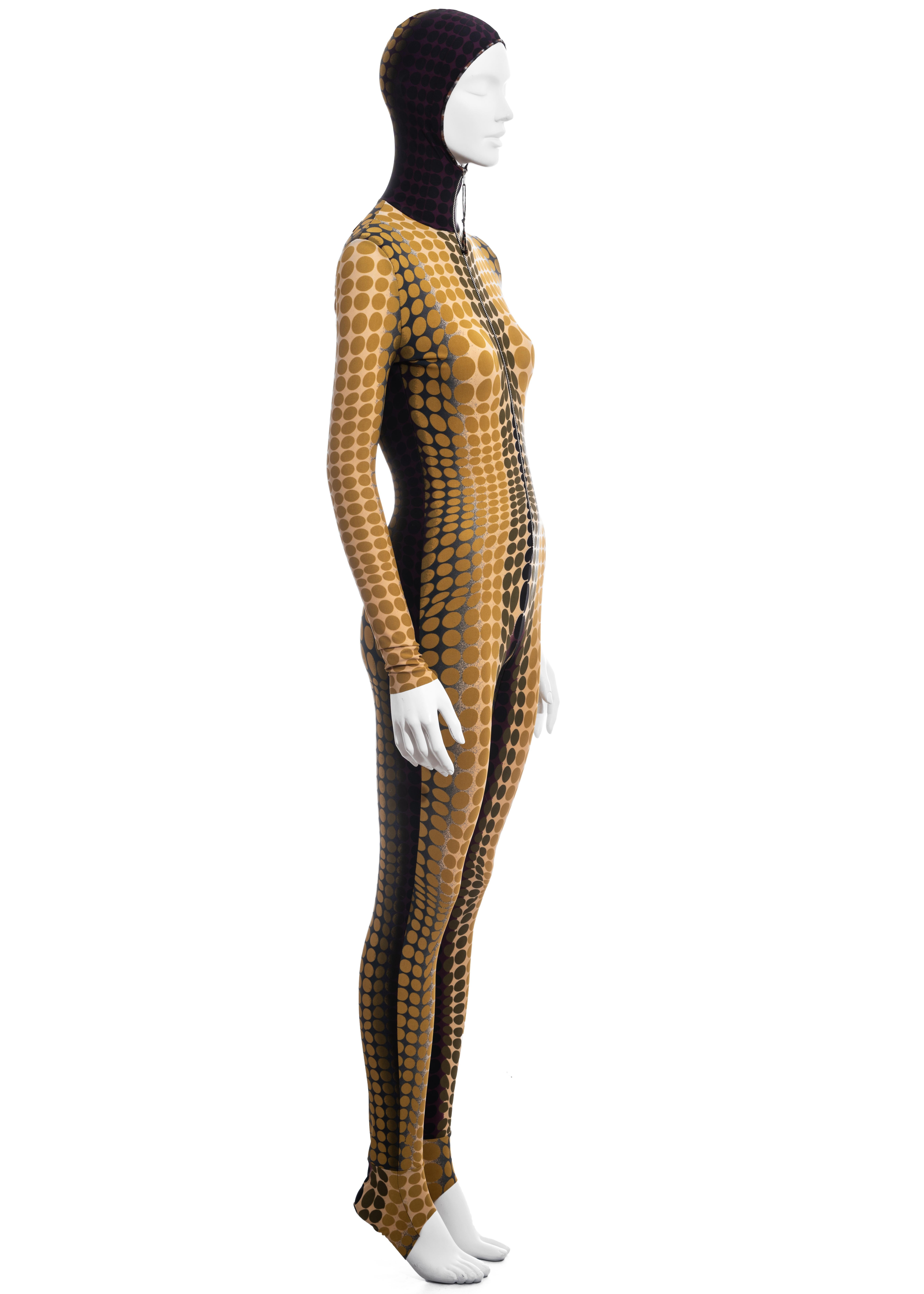 Women's Jean Paul Gaultier yellow cyber dots hooded catsuit, fw 1995  For Sale