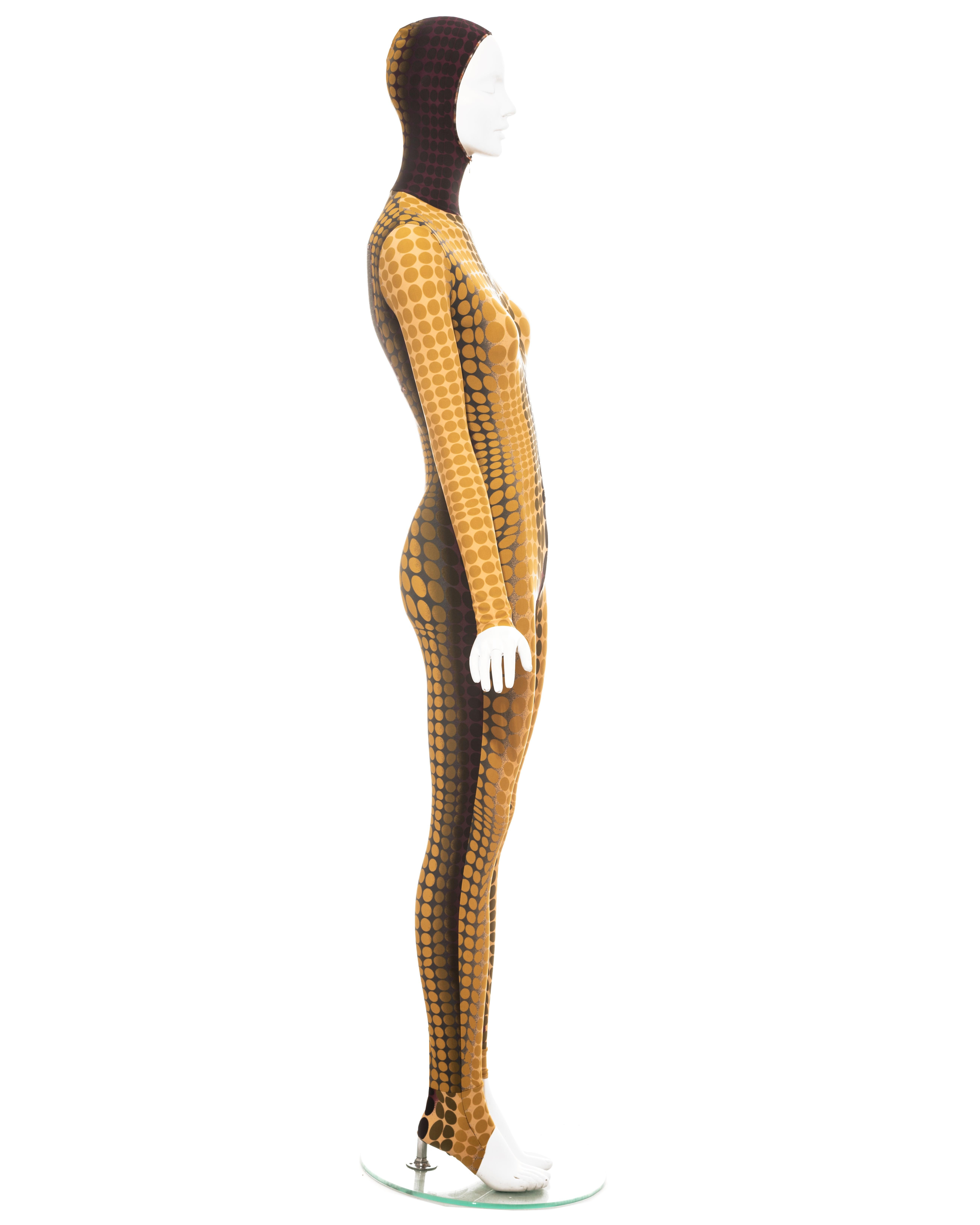 Women's Jean Paul Gaultier yellow cyber dots lycra printed bodystocking, fw 1995