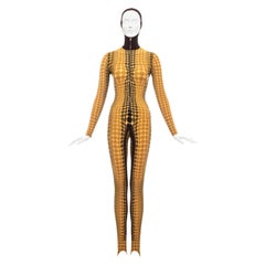 Jean Paul Gaultier yellow cyber dots lycra printed bodystocking, fw 1995