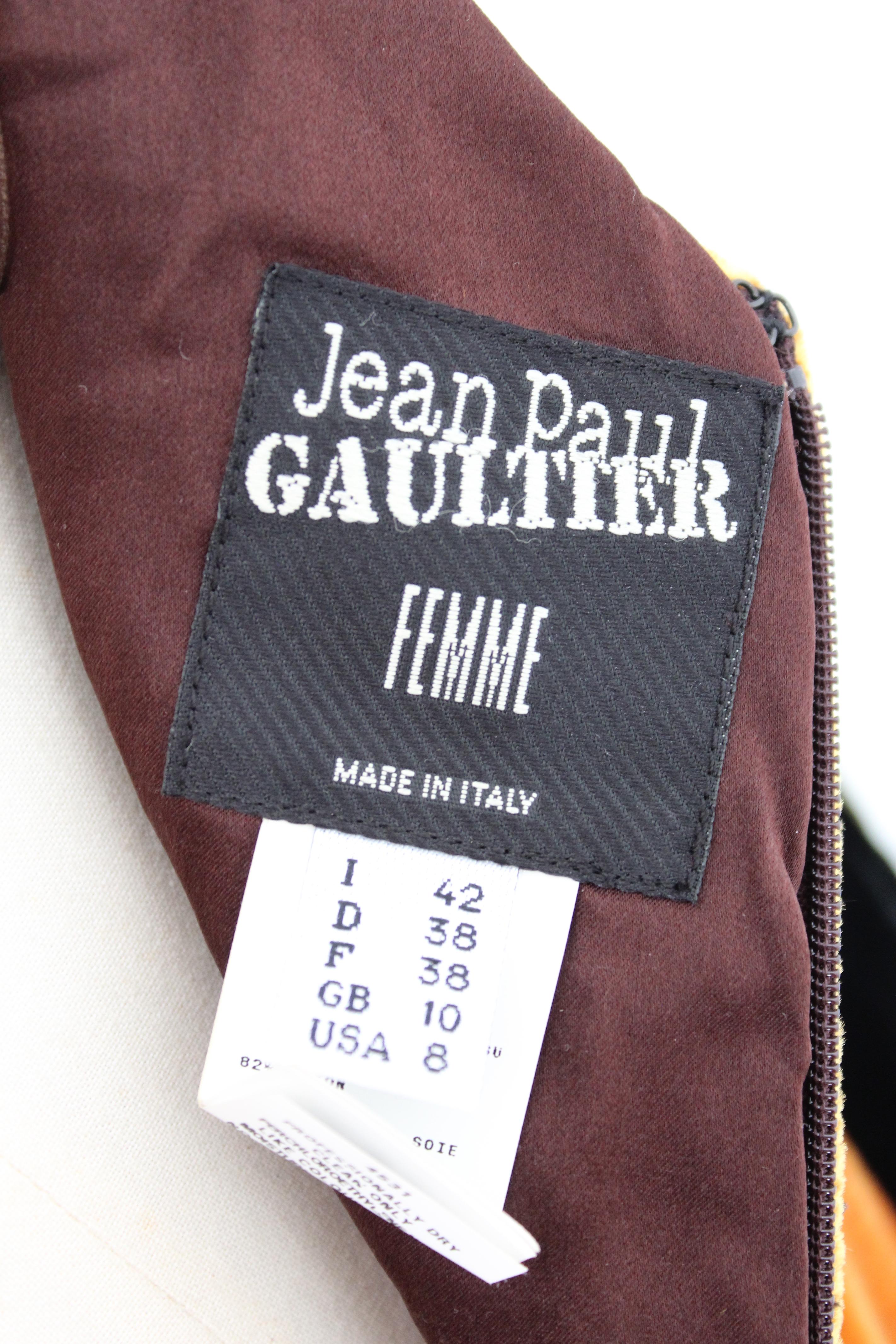 Jean Paul Gaultier - Robe de soirée en velours de soie jaune irisé Japon 5