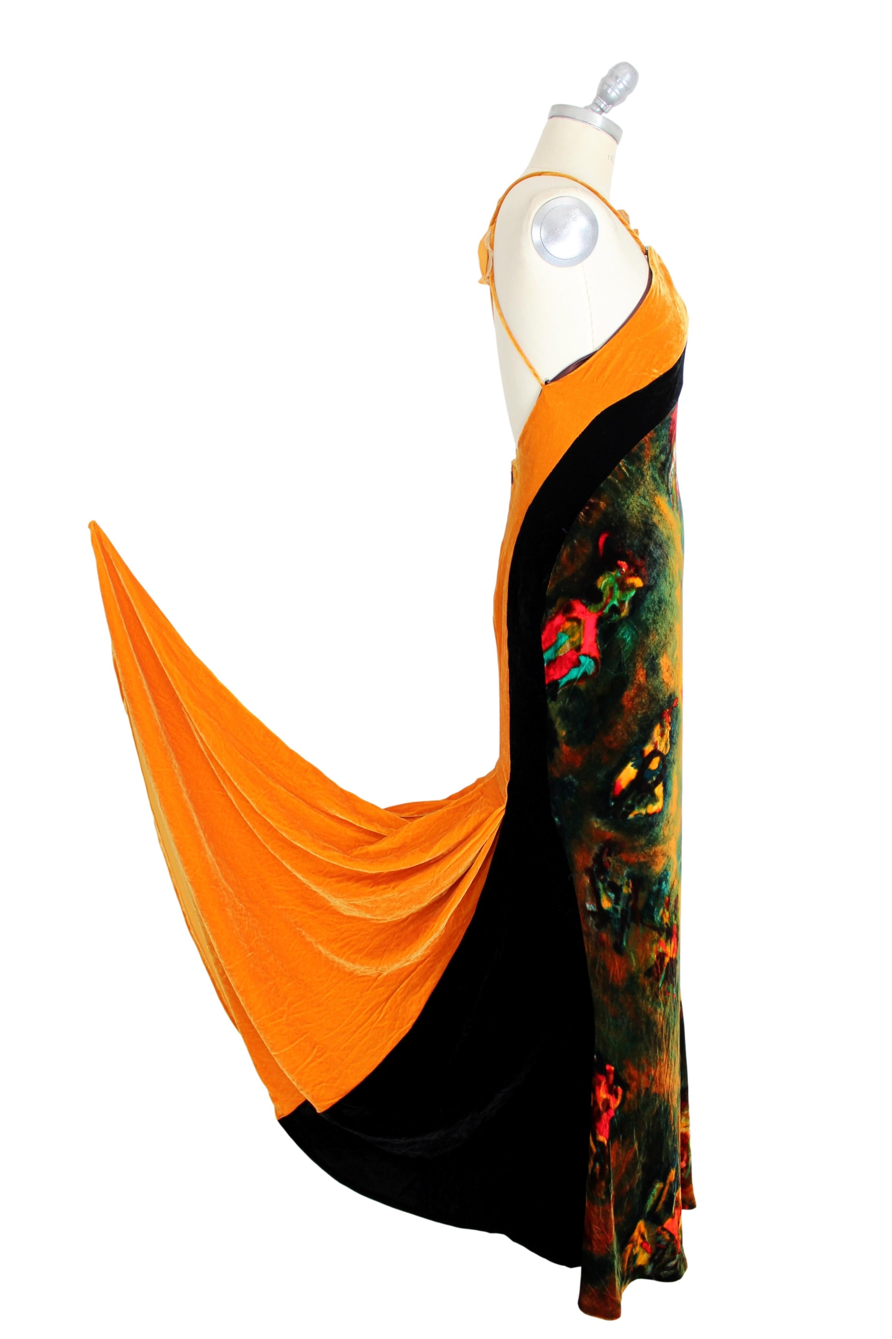 Noir Jean Paul Gaultier - Robe de soirée en velours de soie jaune irisé Japon