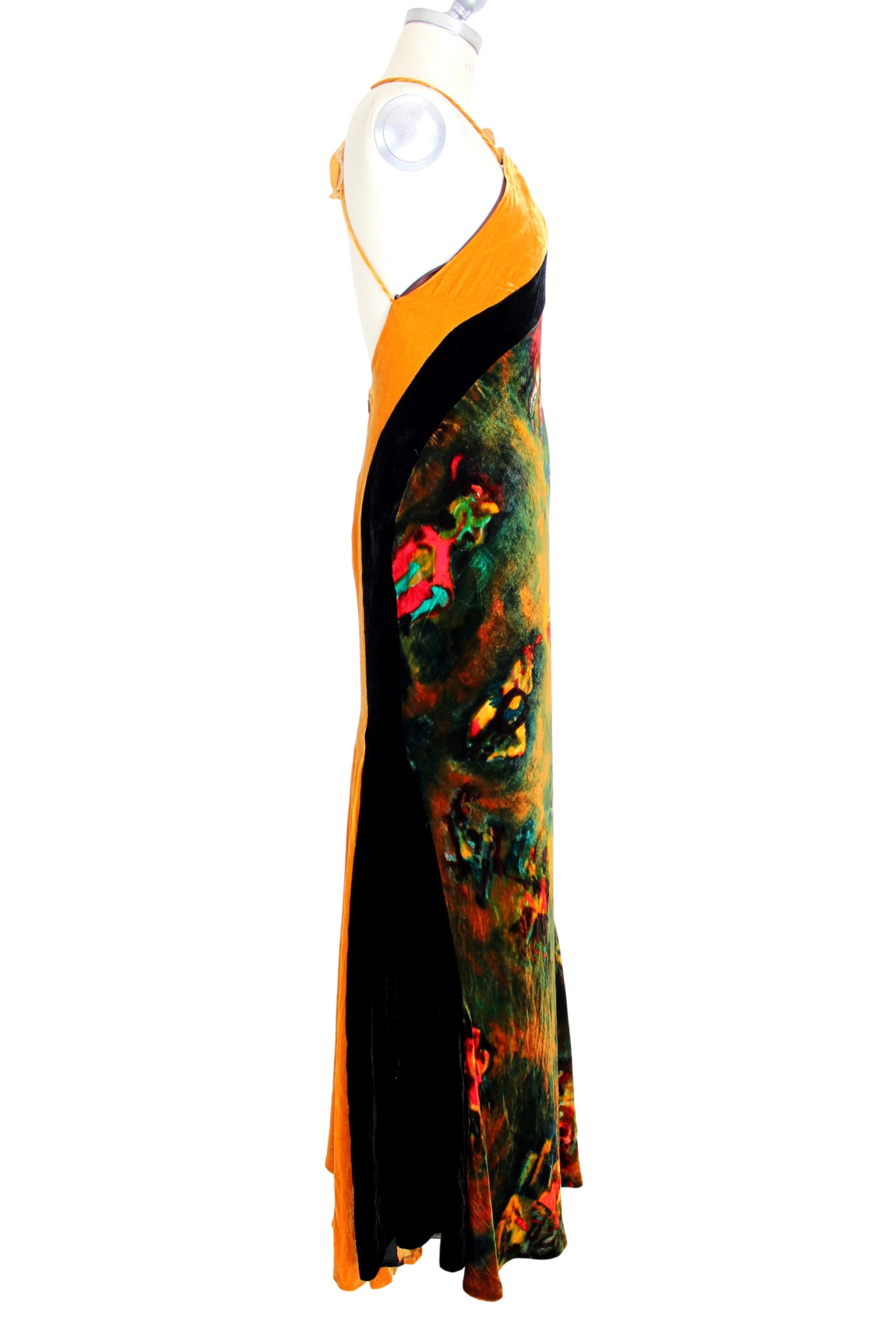  Jean Paul Gaultier - Robe de soirée en velours de soie jaune irisé Japon Pour femmes 