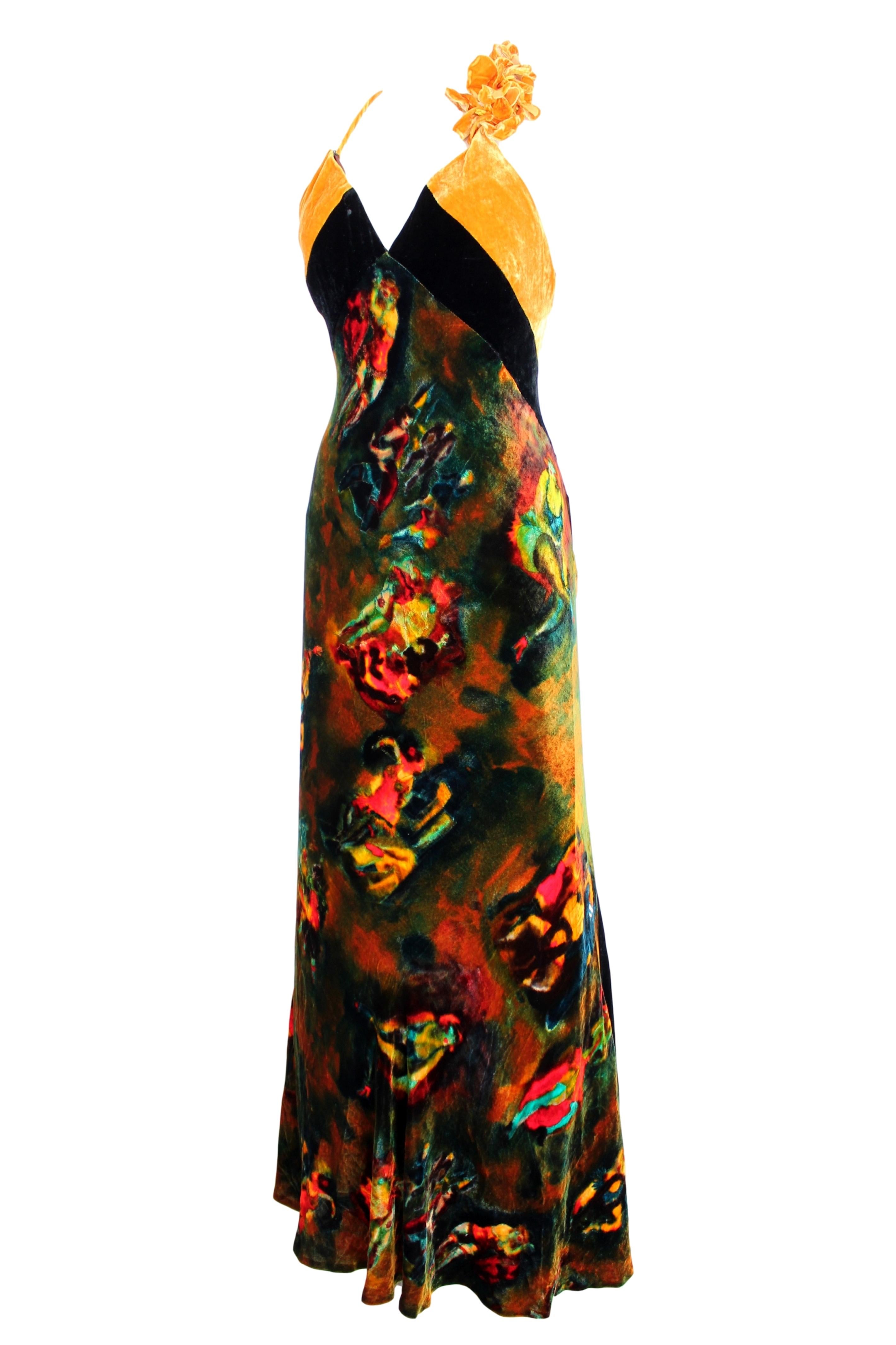 Jean Paul Gaultier - Robe de soirée en velours de soie jaune irisé Japon 1