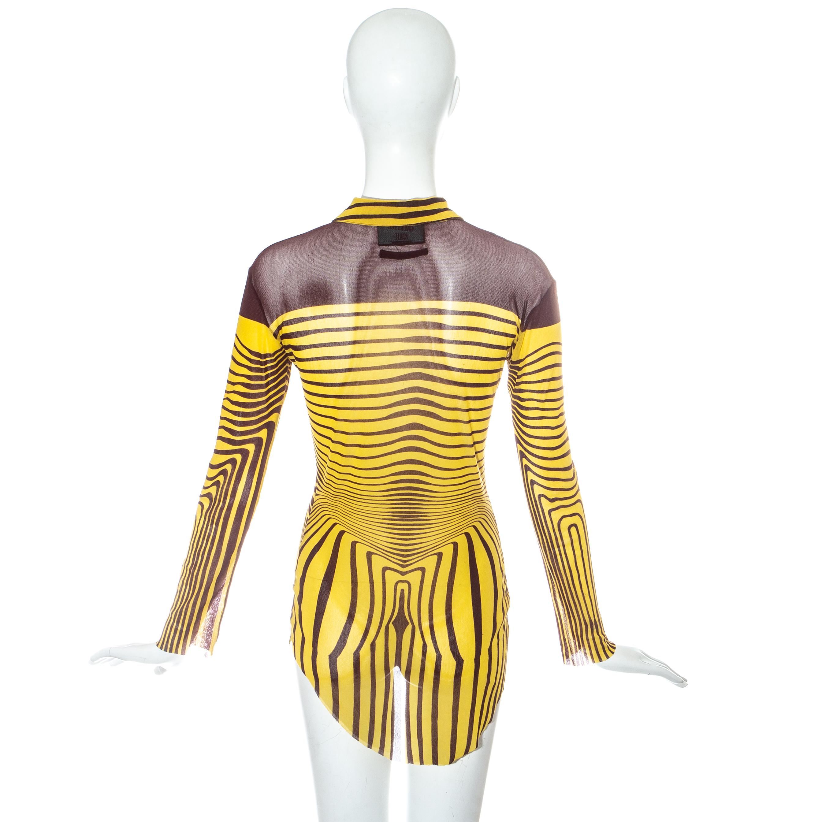 Jean-Paul Gaultier - Chemise en maille jaune à imprimé optique, printemps-été 1996 1