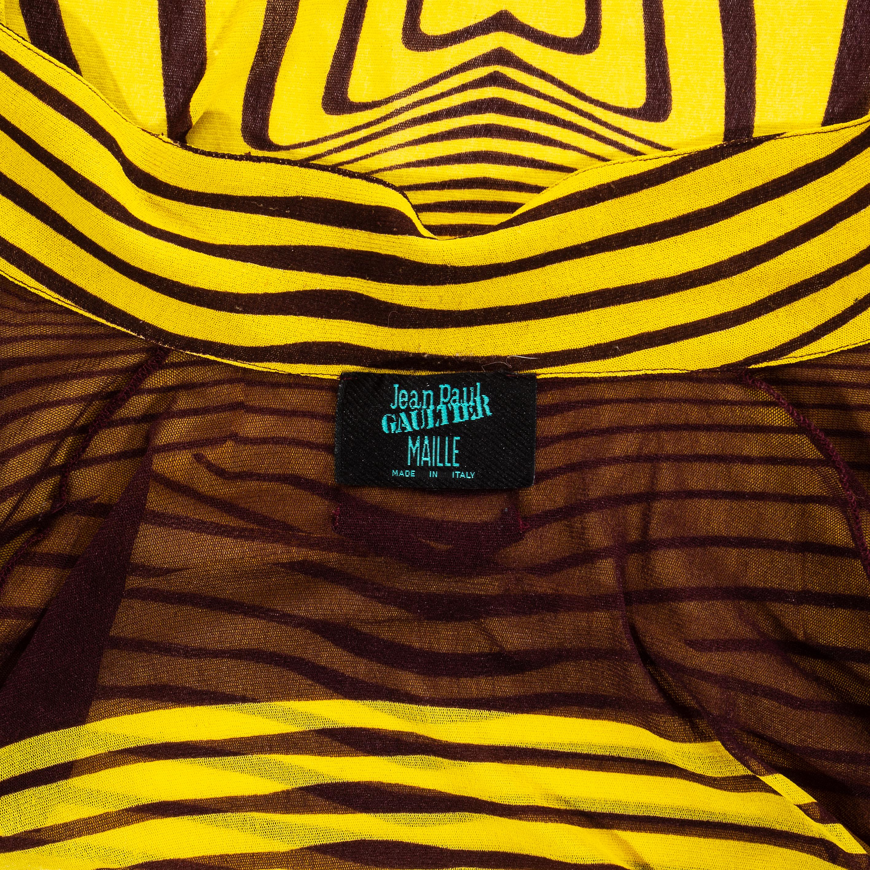 Jean Paul Gaultier yellow optical illusion printed mesh shirt, ss 1996 In Good Condition In London, GB