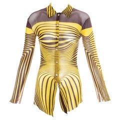 Jean-Paul Gaultier - Chemise en maille jaune à imprimé optique, printemps-été 1996