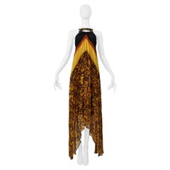 Jean Paul Gaultier Yellow, Red, And Black Pleated Dress With Tortoise Collar 200