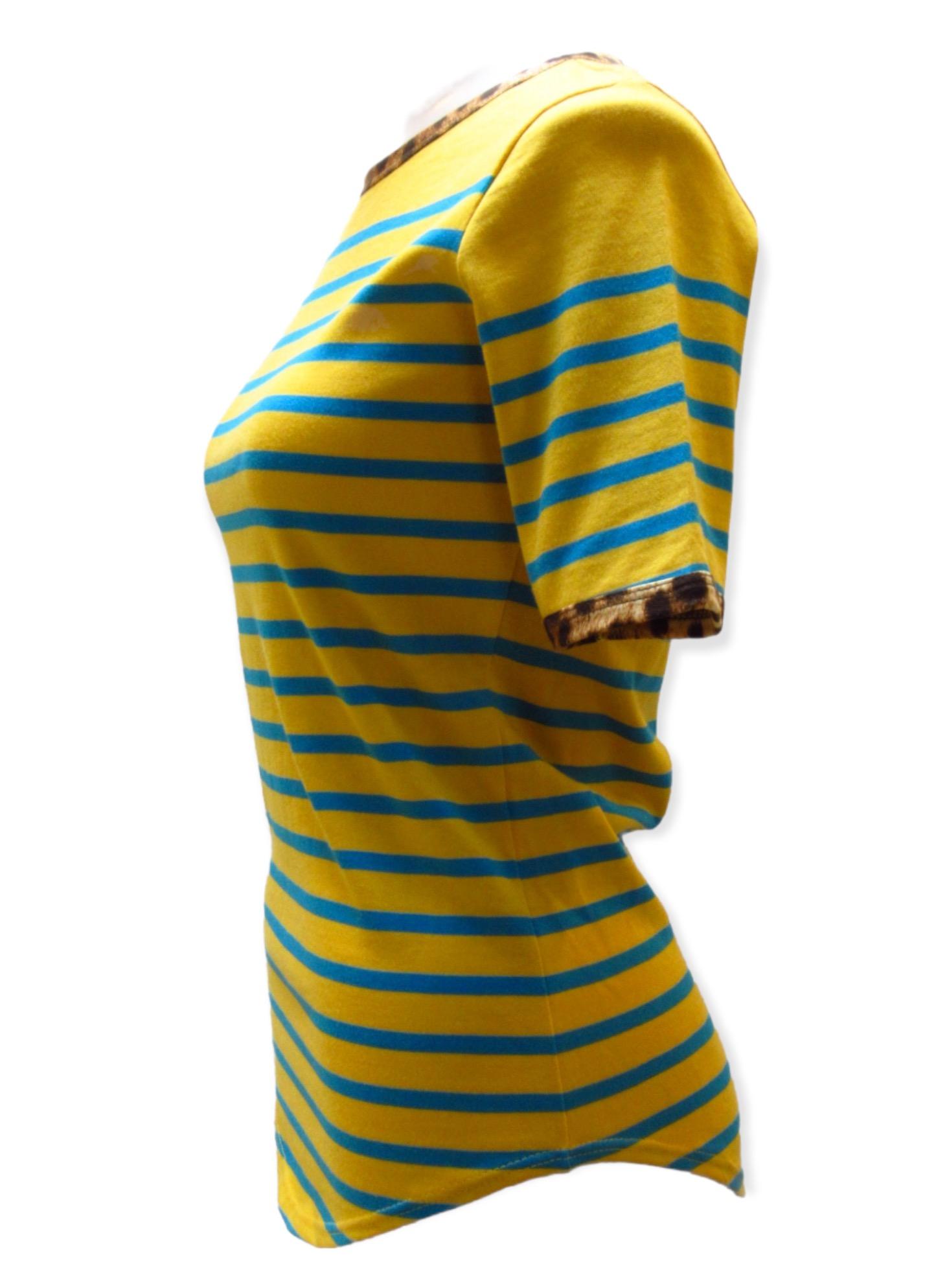 Jean Paul Gaultier Yellow Striped Tee In New Condition For Sale In Laguna Beach, CA