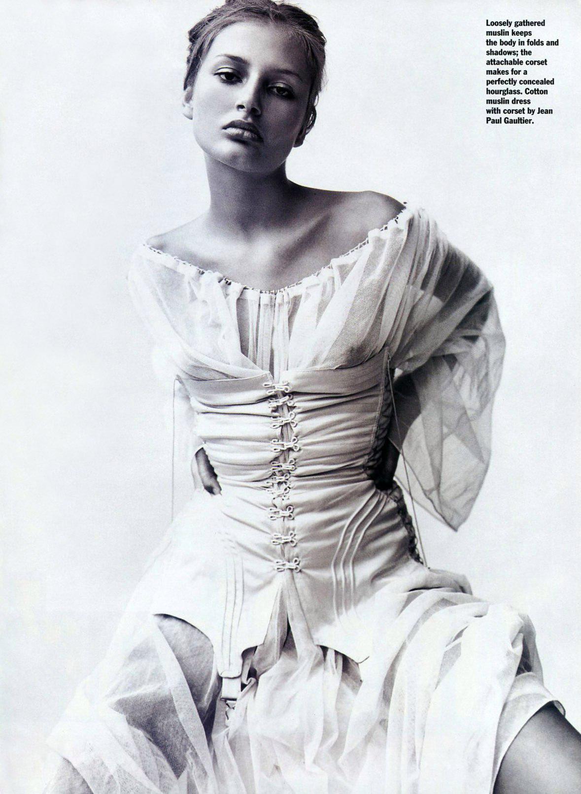 Jean Paul Gaultier zodiac print cotton muslin corset off shoulder dress, ss 1994 5