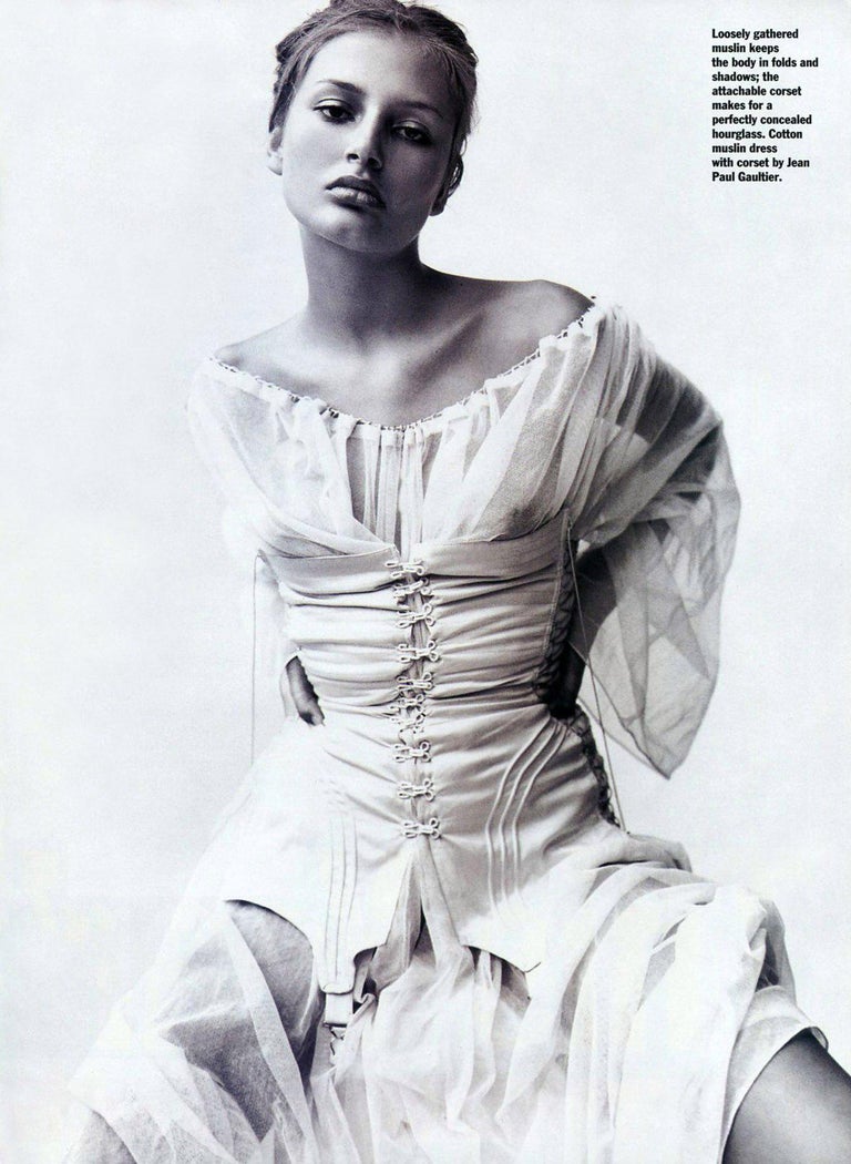 Jean Paul Gaultier zodiac print cotton muslin corset off shoulder dress, ss 1994 For Sale 8