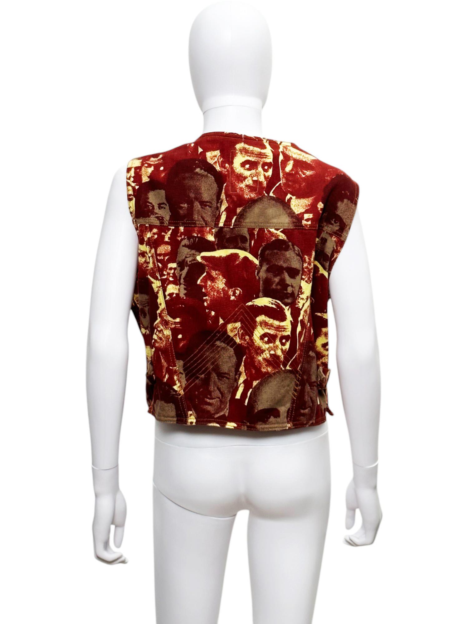 Jean Paul Gaultier	A/W	1992 Denim 'Gesichter'-Weste im Zustand „Hervorragend“ im Angebot in Caserta, IT