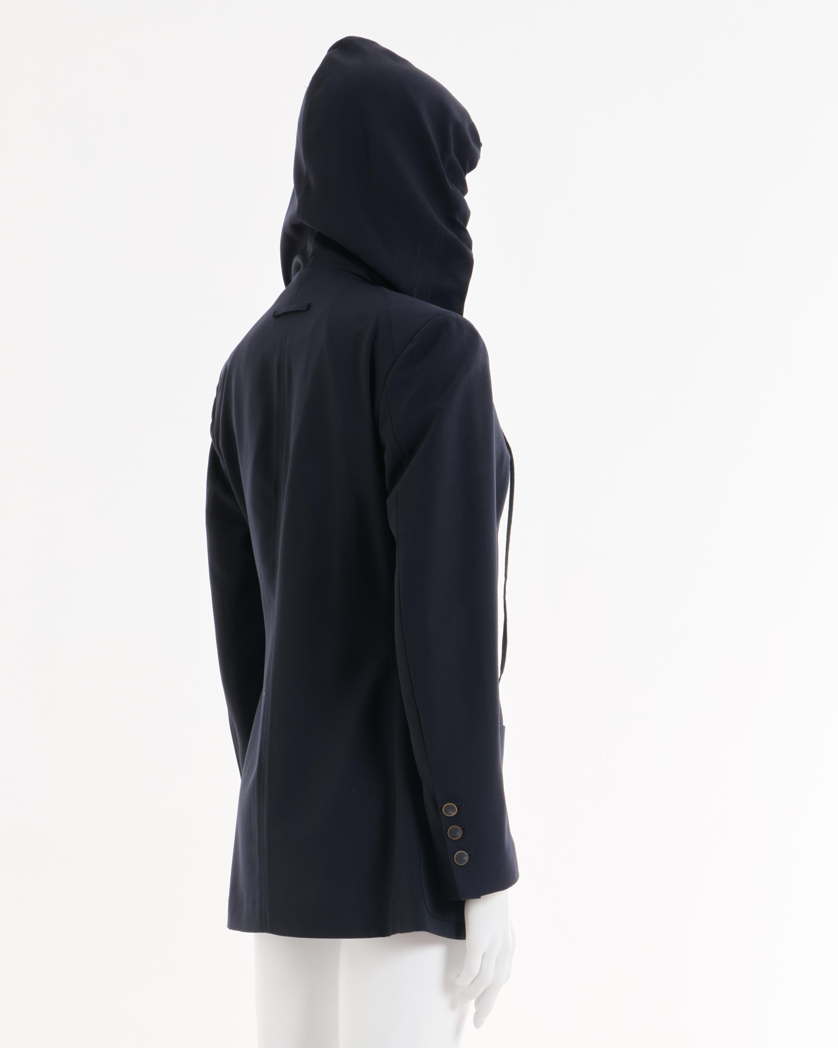 Jean Paul GaultierS/S 1990 'Rhapsody in Blue'Blazer con capucha y doble botonadura en Excelente estado para la venta en Milano, IT