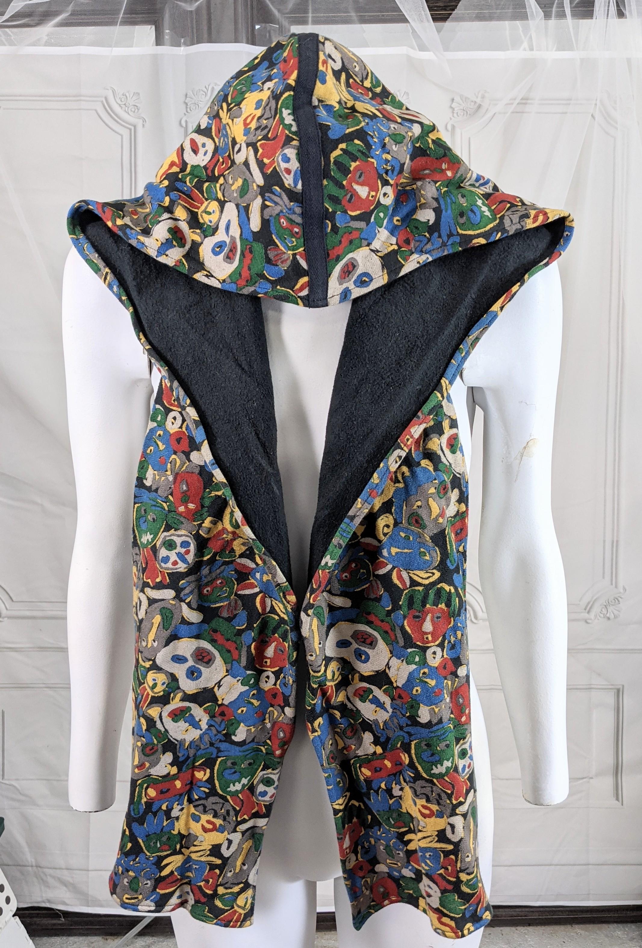 Jean Paul Gaultier Egon Schellie Carnivalle printed head scarf on a cotton jersey fleece fabrication from F/Winter 1984.  The cut is a large hood with attached scarves.

Excellent condition , unworn