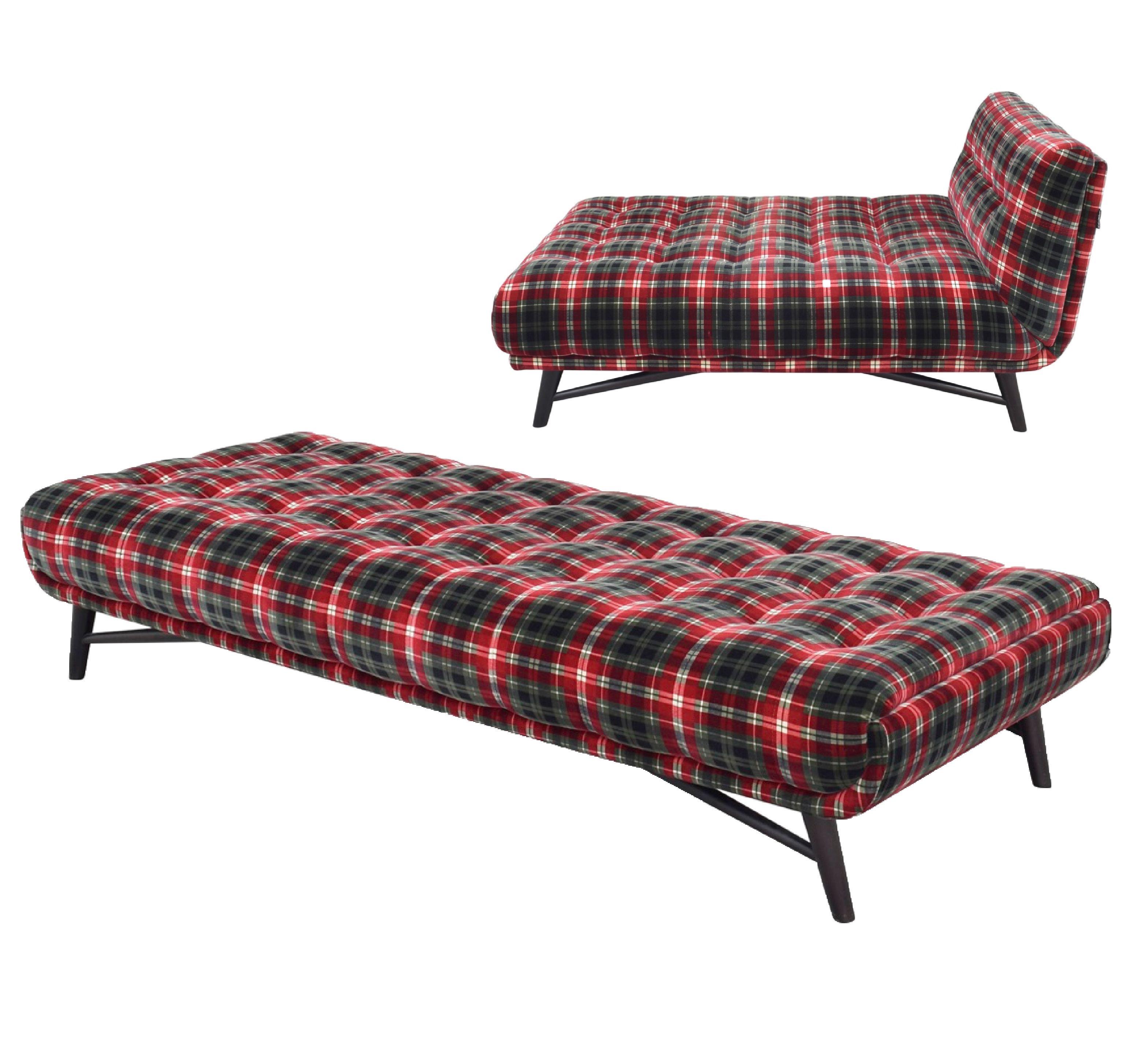 Jean Paul Gautier red tartan velvet Roche Bobois profile lounge chair, chaise. Profile is a timeless model designed by Roberto Tapinassi & Maurizio Manzoni. It combines a 1950s inspired shape with a very contemporary base. The velvet upholstery is