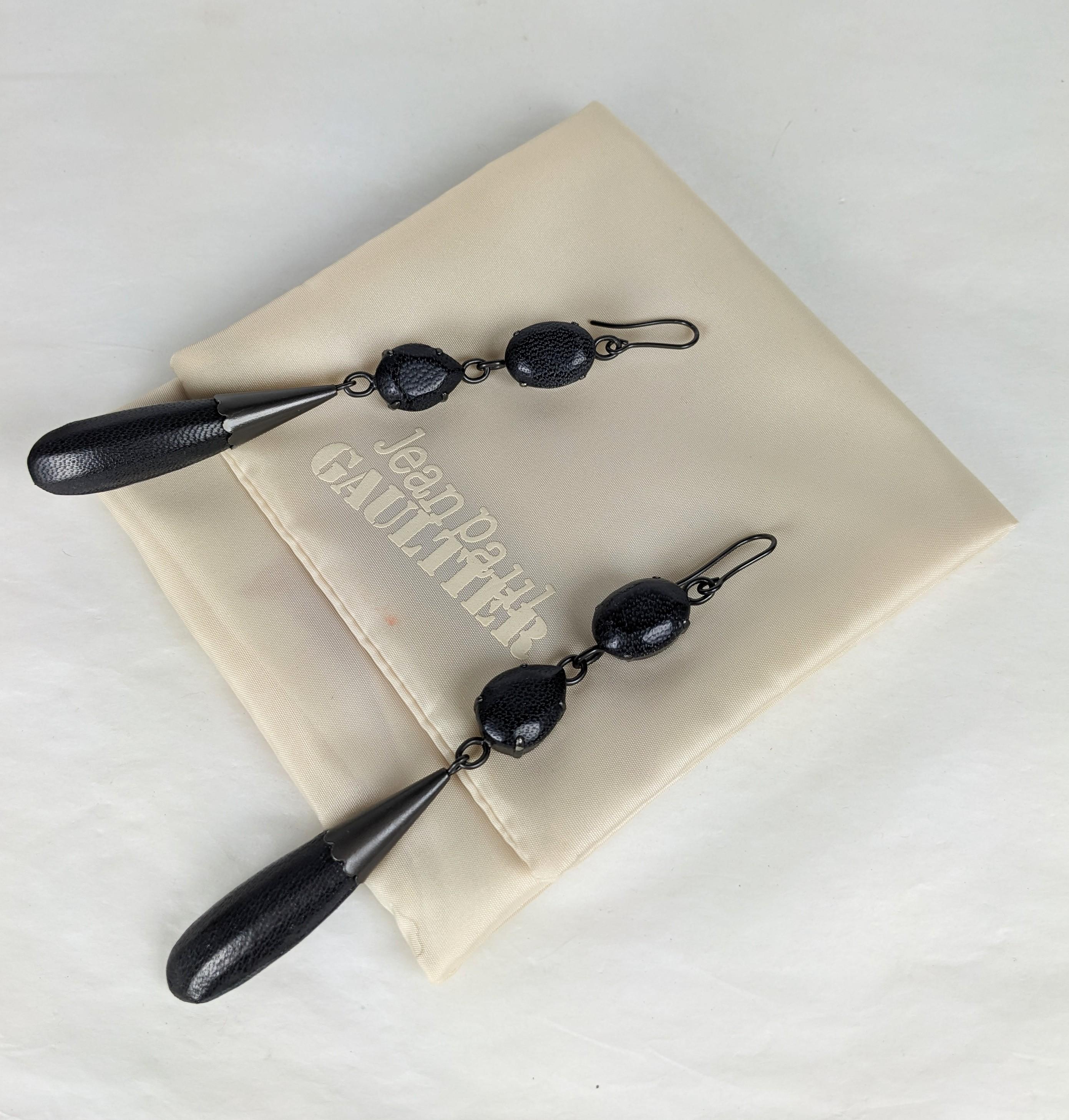 Jean Paul Gautiler Long Leather Earrings In Excellent Condition For Sale In New York, NY