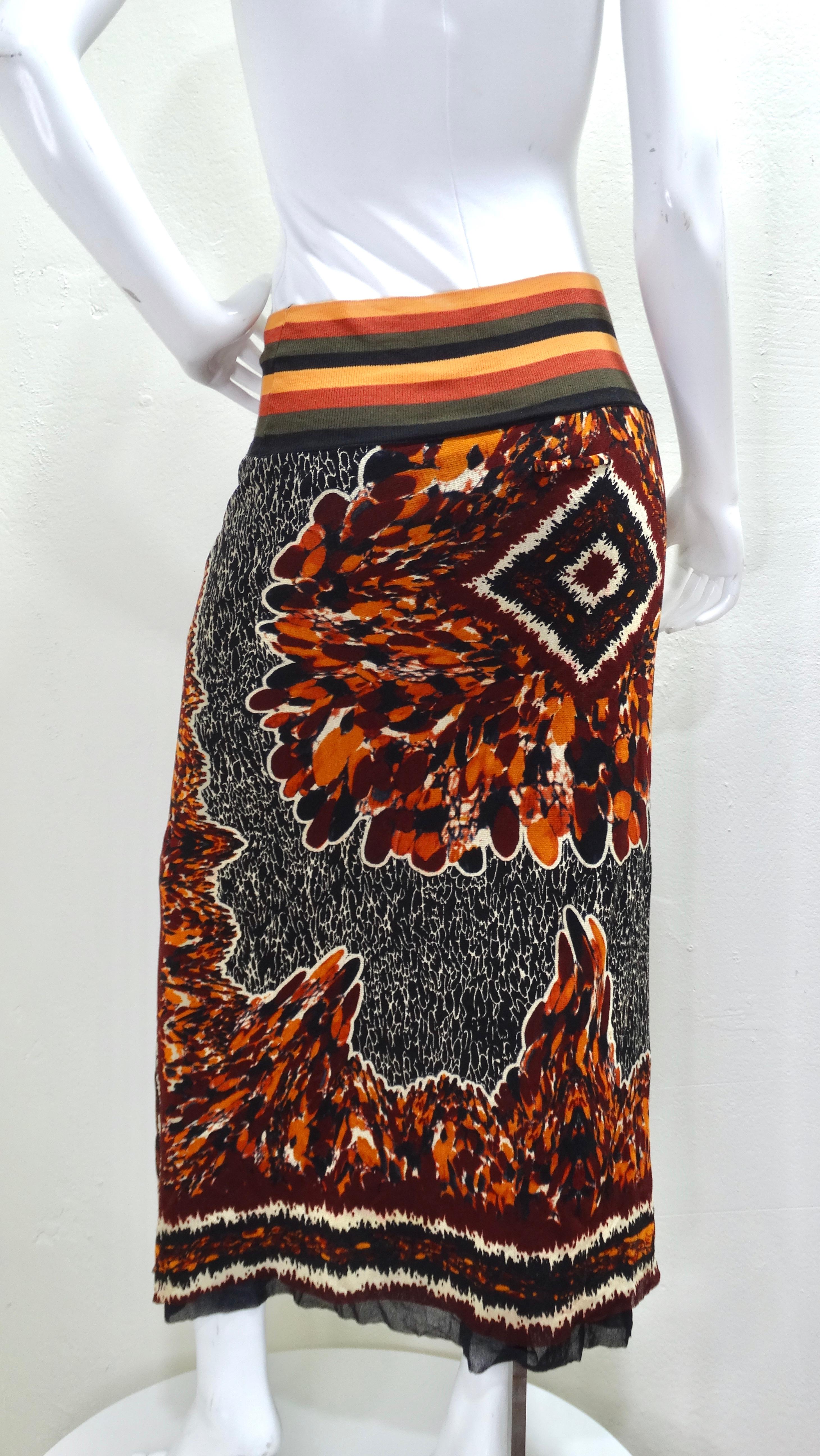 Jean Paul Gautlier Printed Mesh Skirt In Excellent Condition In Scottsdale, AZ