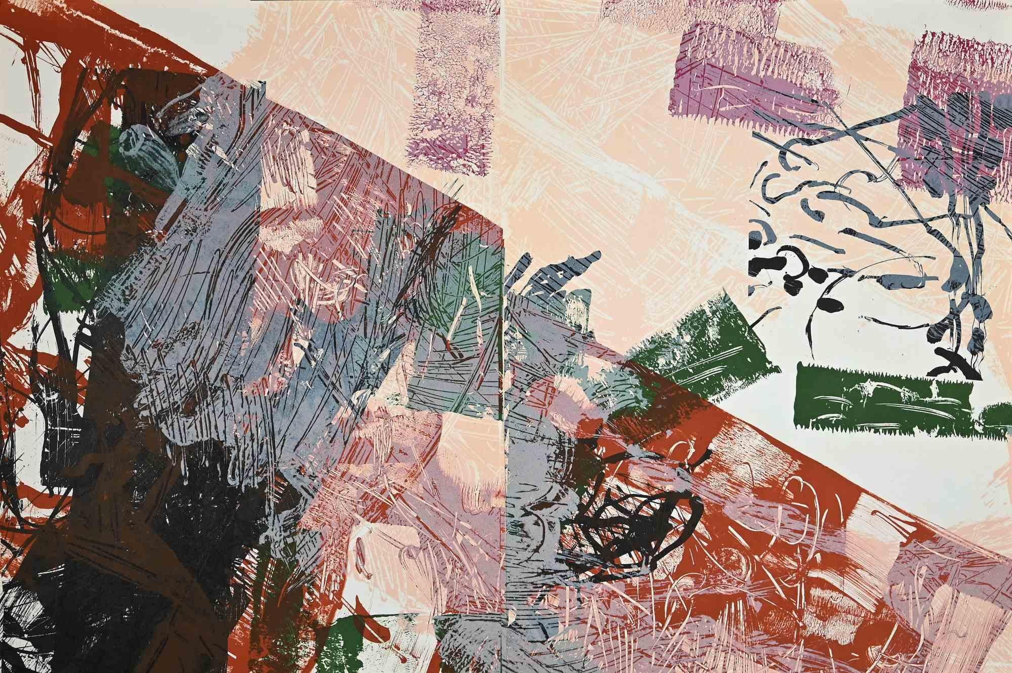 Composizione astratta - Litografia originale di Jean-Paul Riopelle - 1968