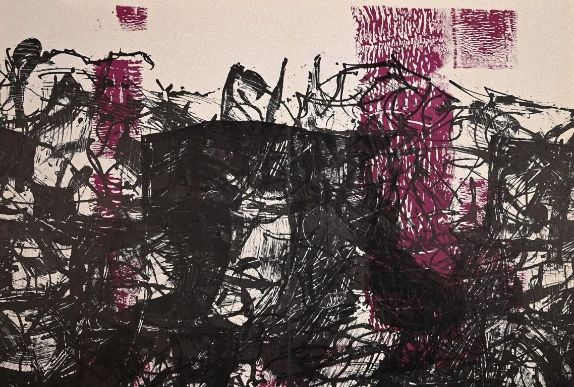Composition noire et violette est un original  lithographie réalisée par Jean-Paul Riopelle pour le magazine d'art Derrière Le Miroir, n° 171, en 1968.

Imprimé par les Ateliers de Maeght, Paris, 1968.

Bonnes conditions à l'exception d'un léger pli