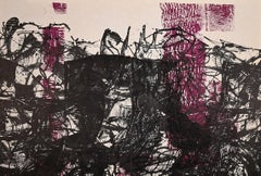 Composition noire et violette - Lithographie originale de Jean-Paul Riopelle - 1968