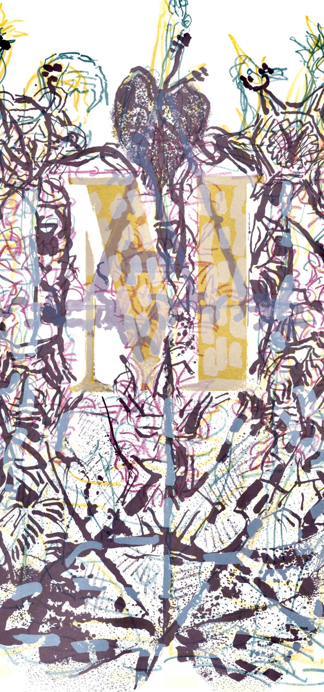 Composición, Homenaje a Aimé y Marguerite Maeght, Derrière le miroir - Print de Jean-Paul Riopelle