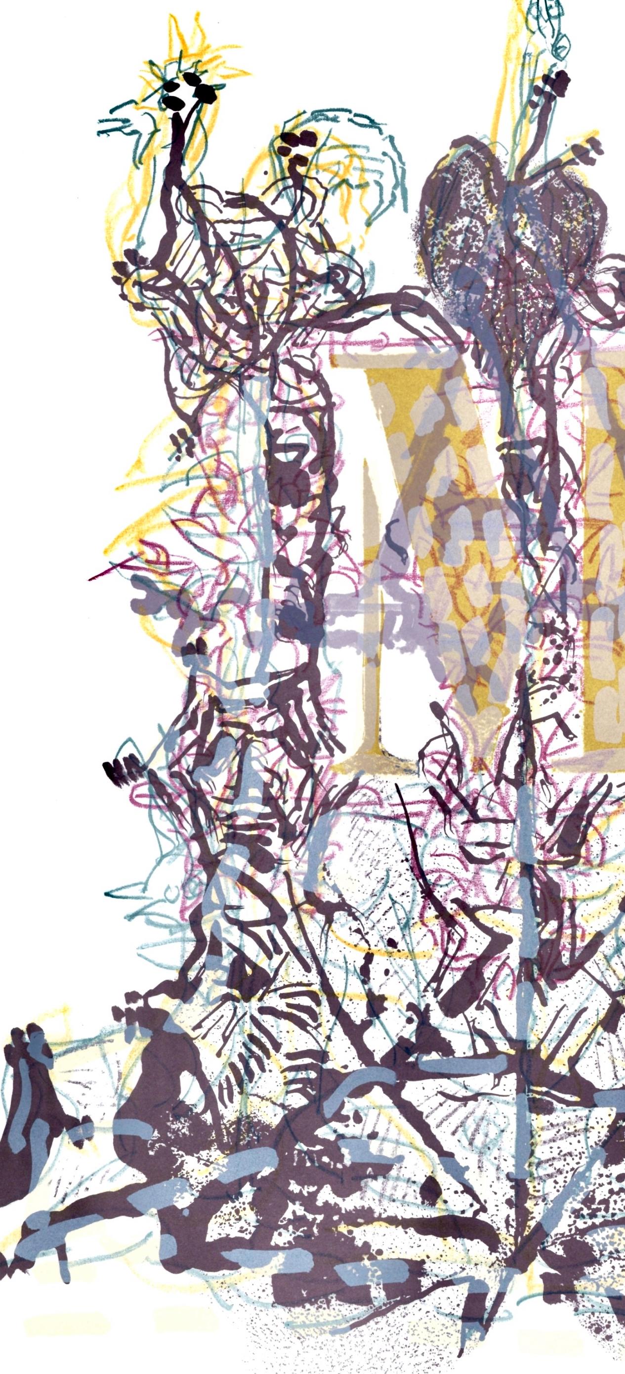 Composición, Homenaje a Aimé y Marguerite Maeght, Derrière le miroir - Print Moderno de Jean-Paul Riopelle
