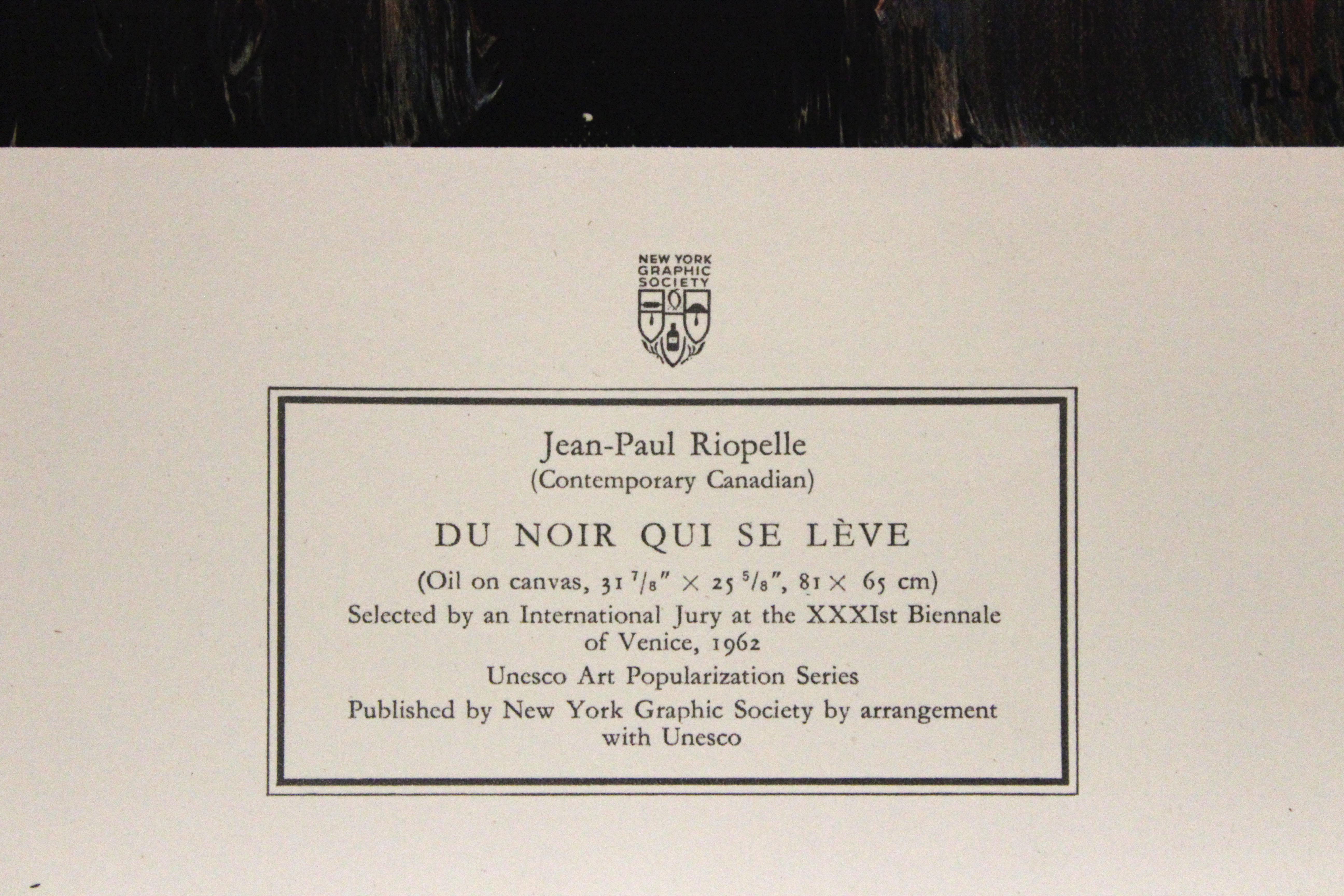 Du Noir Qui Se Léve-Poster. Copyright Unesco. Printed in Switzerland - Beige Abstract Print by Jean-Paul Riopelle