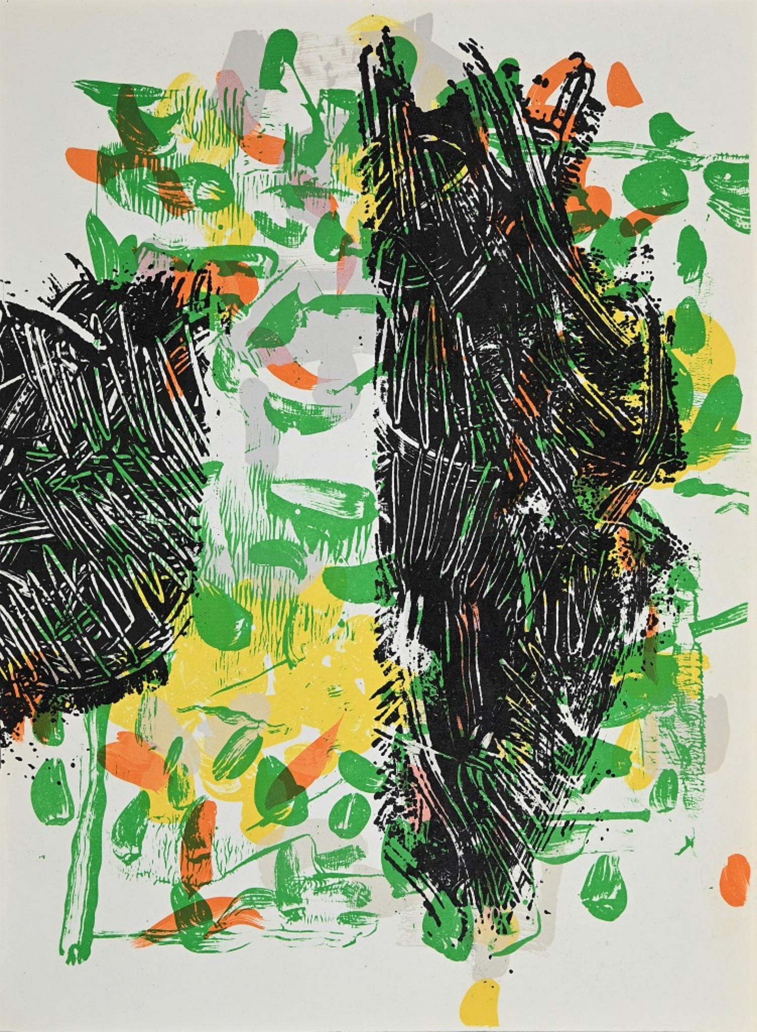Green Composition - Original Lithograph by Jean-Paul Riopelle - 1968