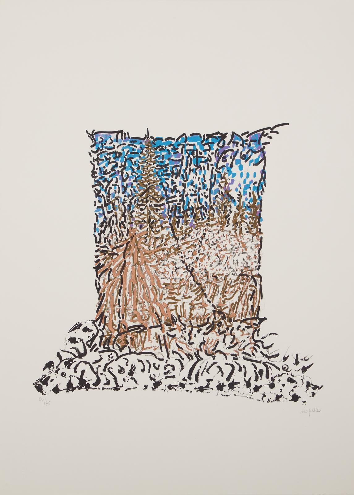 Jean-Paul Riopelle Abstract Print - Où un ours est chassé debout