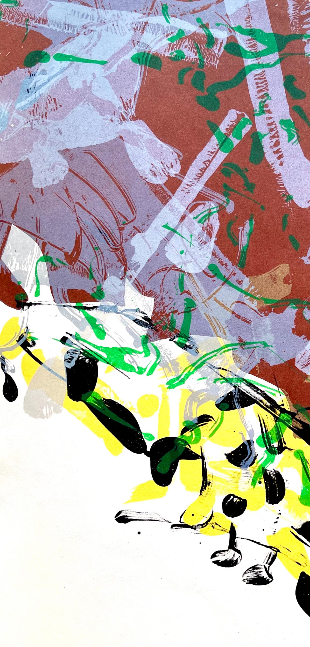 Riopelle, Komposition, Derrière le miroir (nach) (Grau), Abstract Print, von Jean-Paul Riopelle