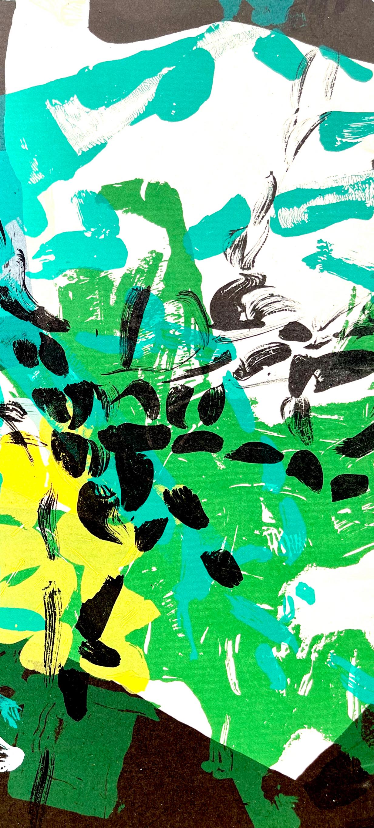 Riopelle, Composition, Derrière le miroir (après) - Bleu Abstract Print par Jean-Paul Riopelle