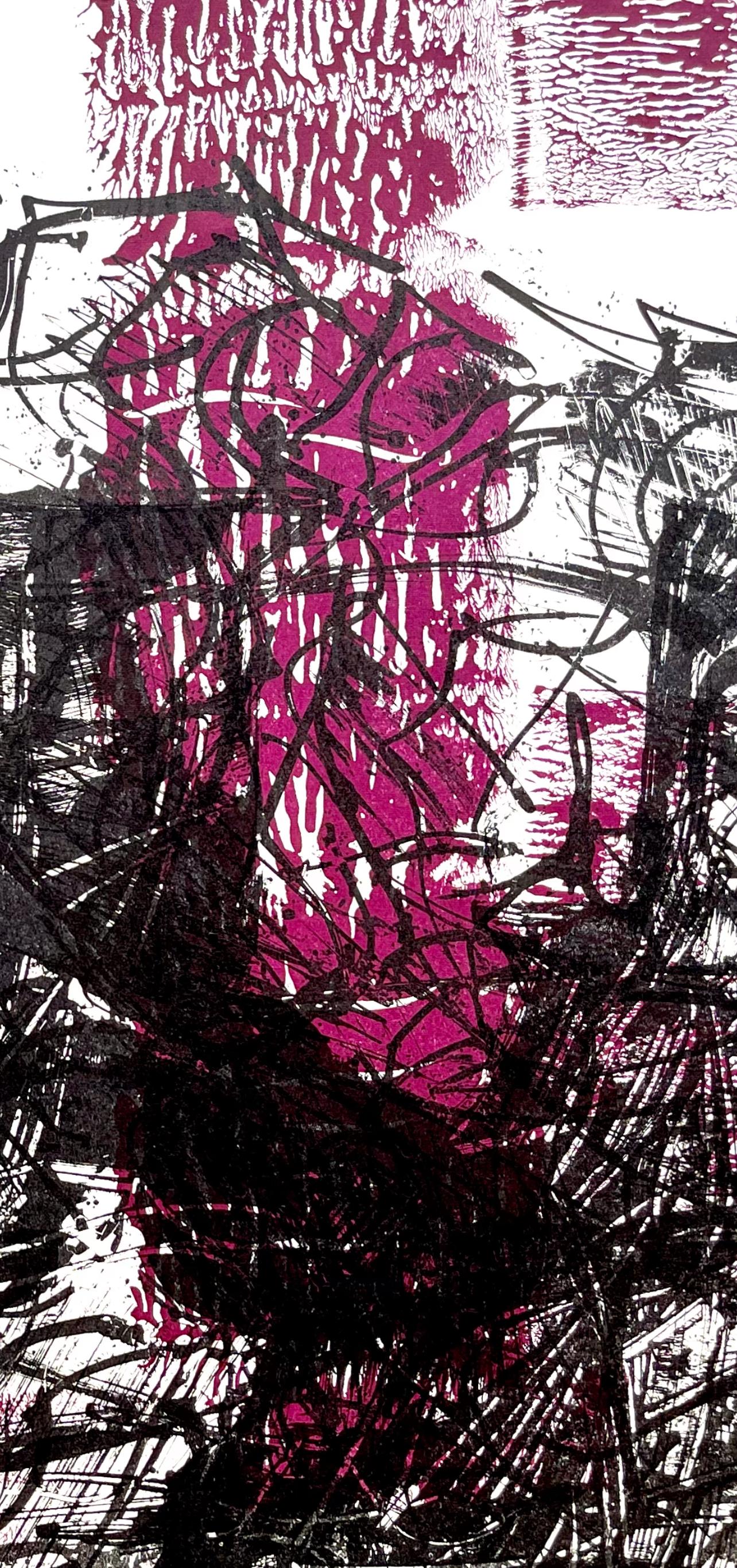 Riopelle, Composition, Derrière le miroir (après) - Noir Abstract Print par Jean-Paul Riopelle
