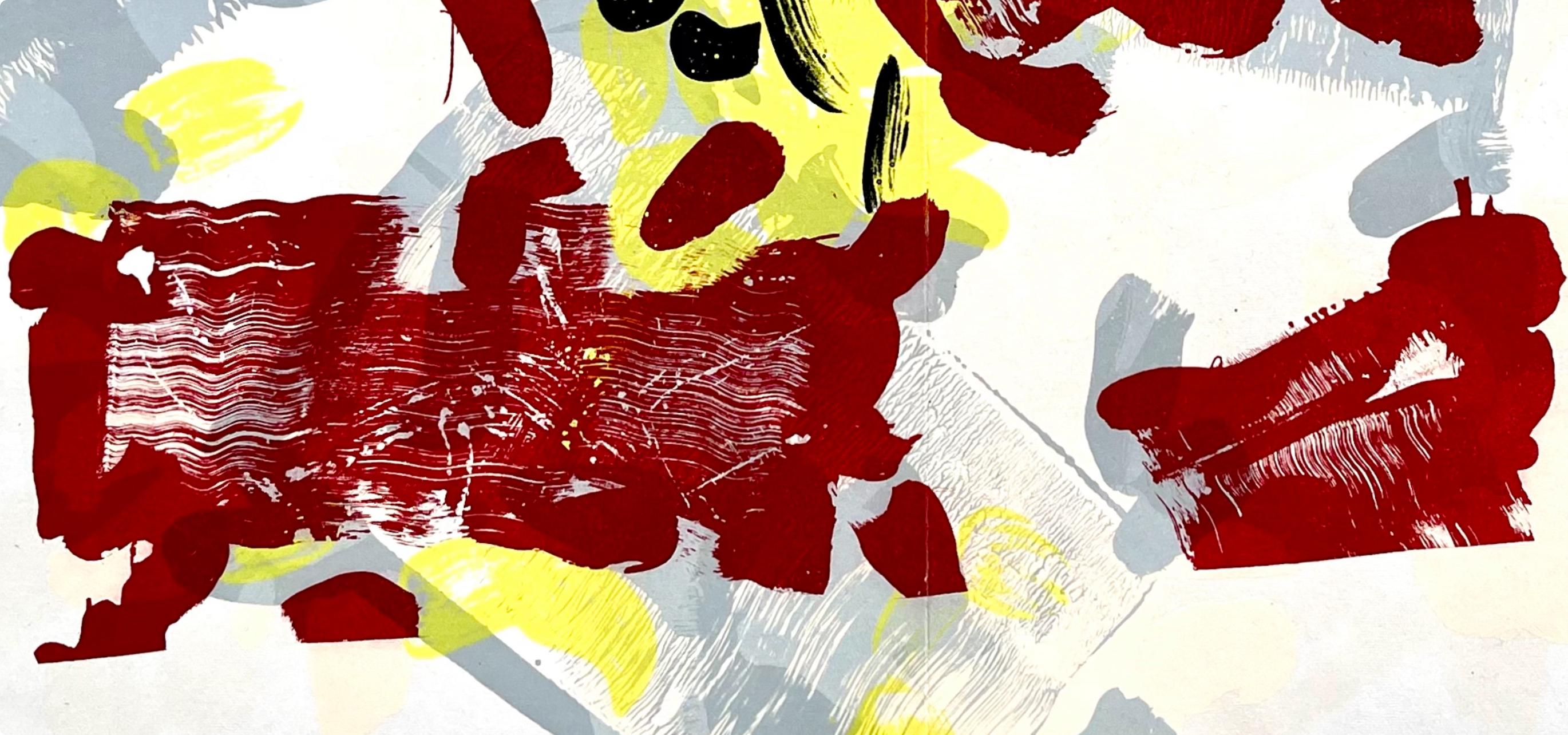 Riopelle, Composition, Derrière le miroir (après) - Beige Landscape Print par Jean-Paul Riopelle