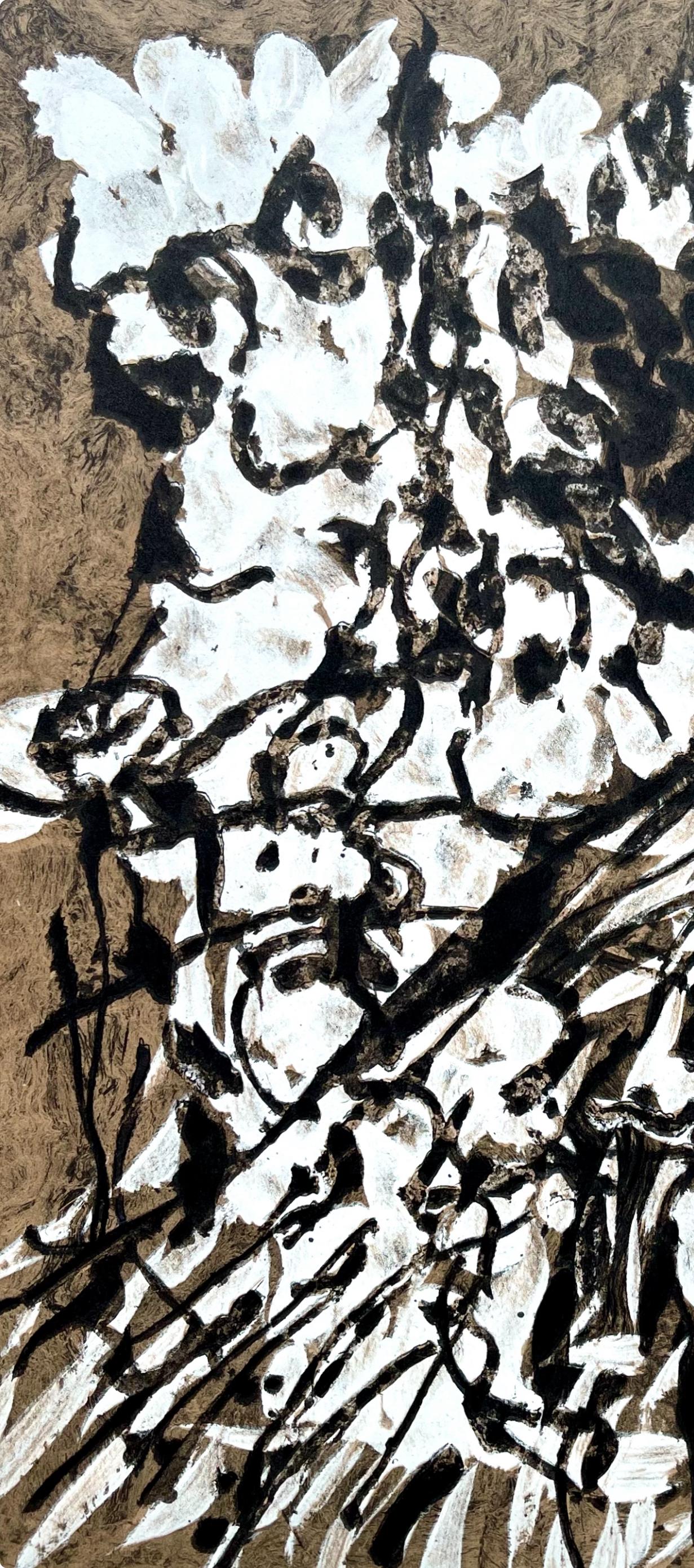 Riopelle, Composition, Derrière le miroir (après) - Gris Abstract Print par Jean-Paul Riopelle