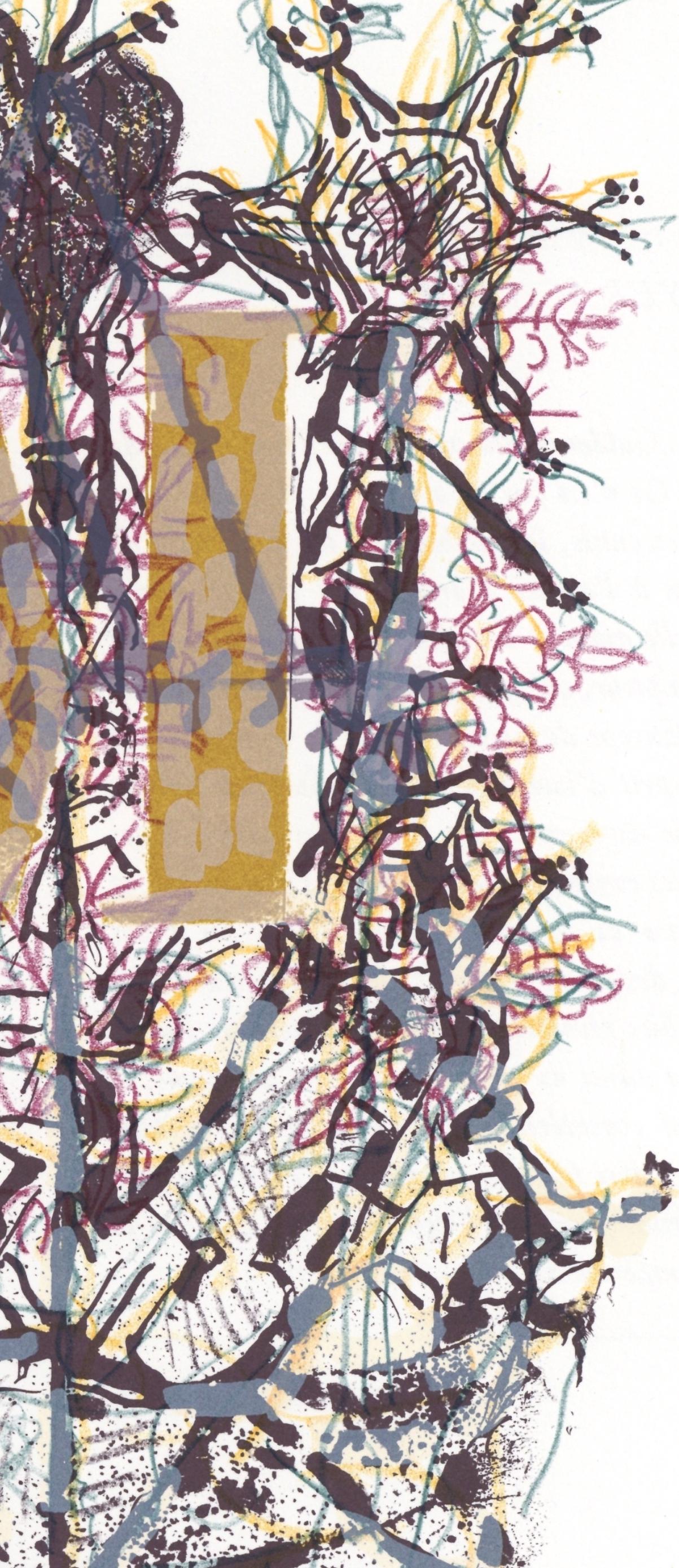Riopelle, Composition, Derrière le miroir (after) - Gray Abstract Print by Jean-Paul Riopelle