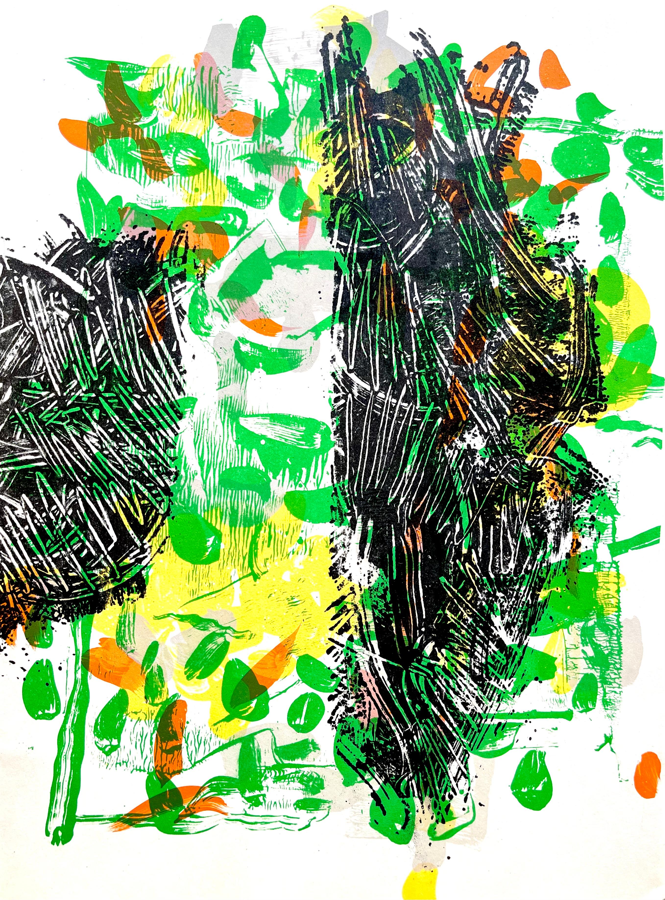 Abstract Print Jean-Paul Riopelle - Riopelle, Composition, Derrière le miroir (après)