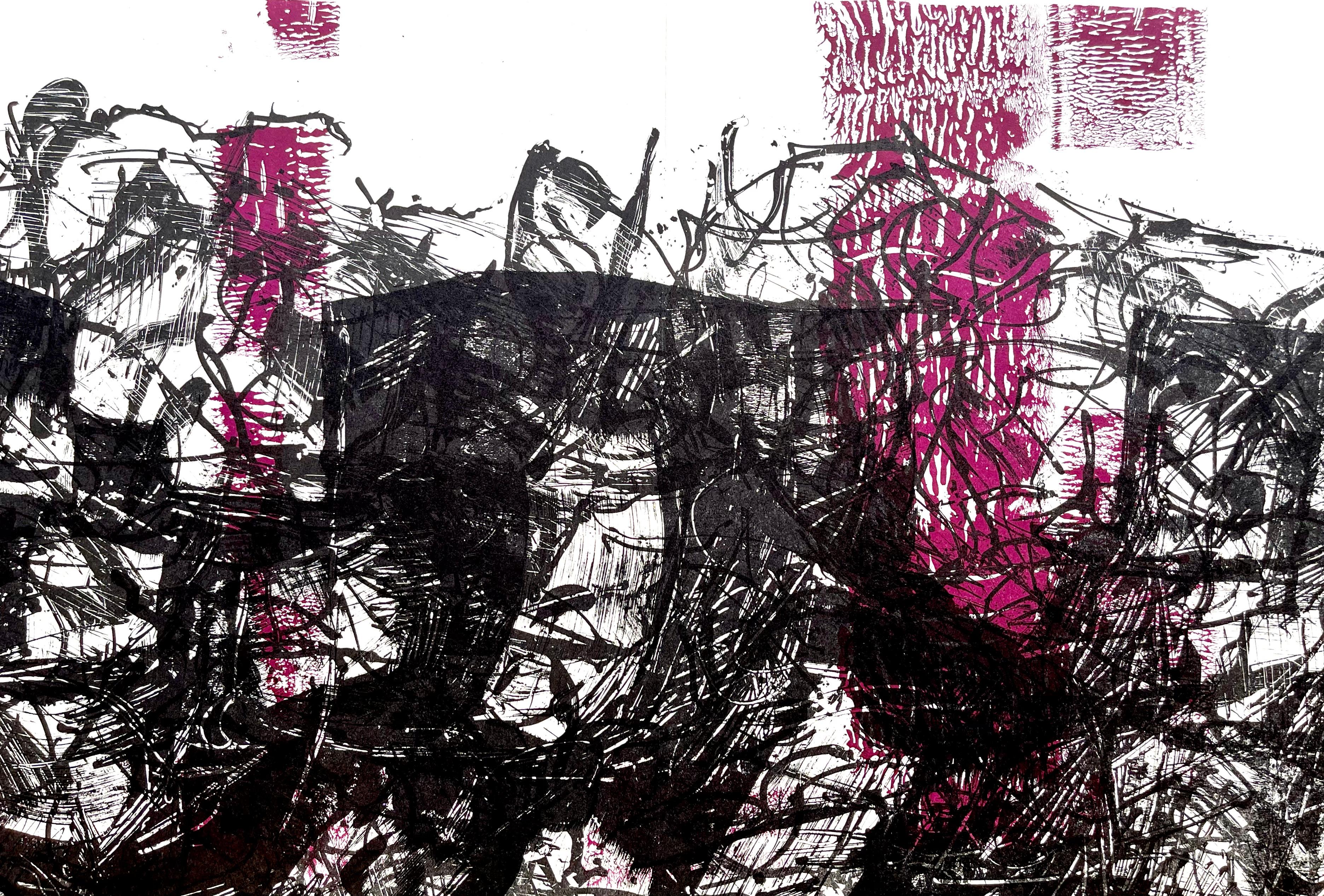 Abstract Print Jean-Paul Riopelle - Riopelle, Composition, Derrière le miroir (après)