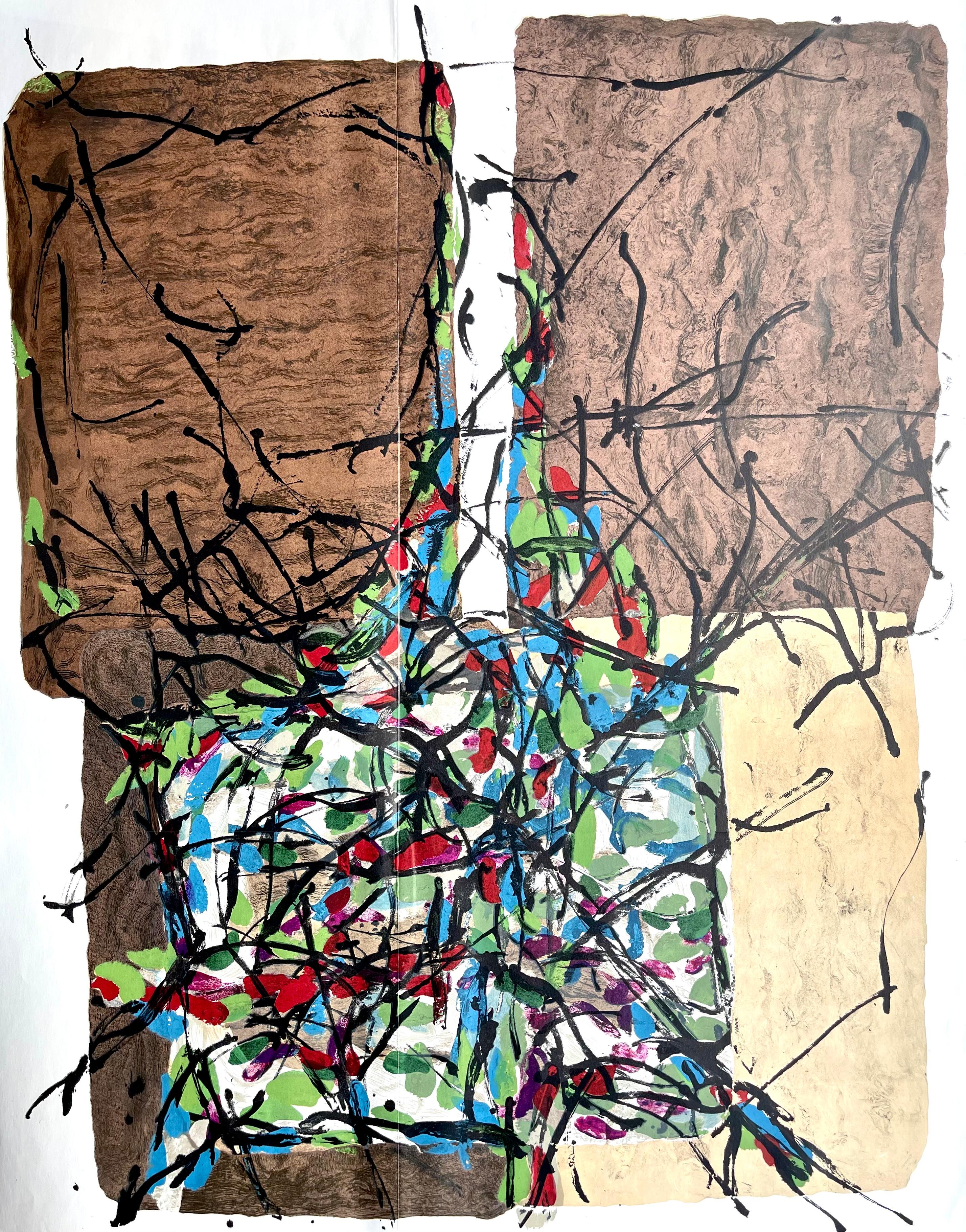 Abstract Print Jean-Paul Riopelle - Riopelle, Composition, Derrière le miroir (après)