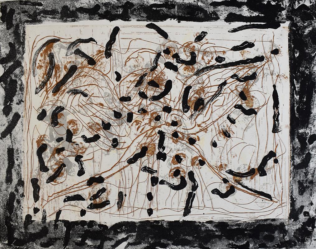 Abstract Print Jean Paul Riopelle - Composition 1, de : Marrying Flies, 1985