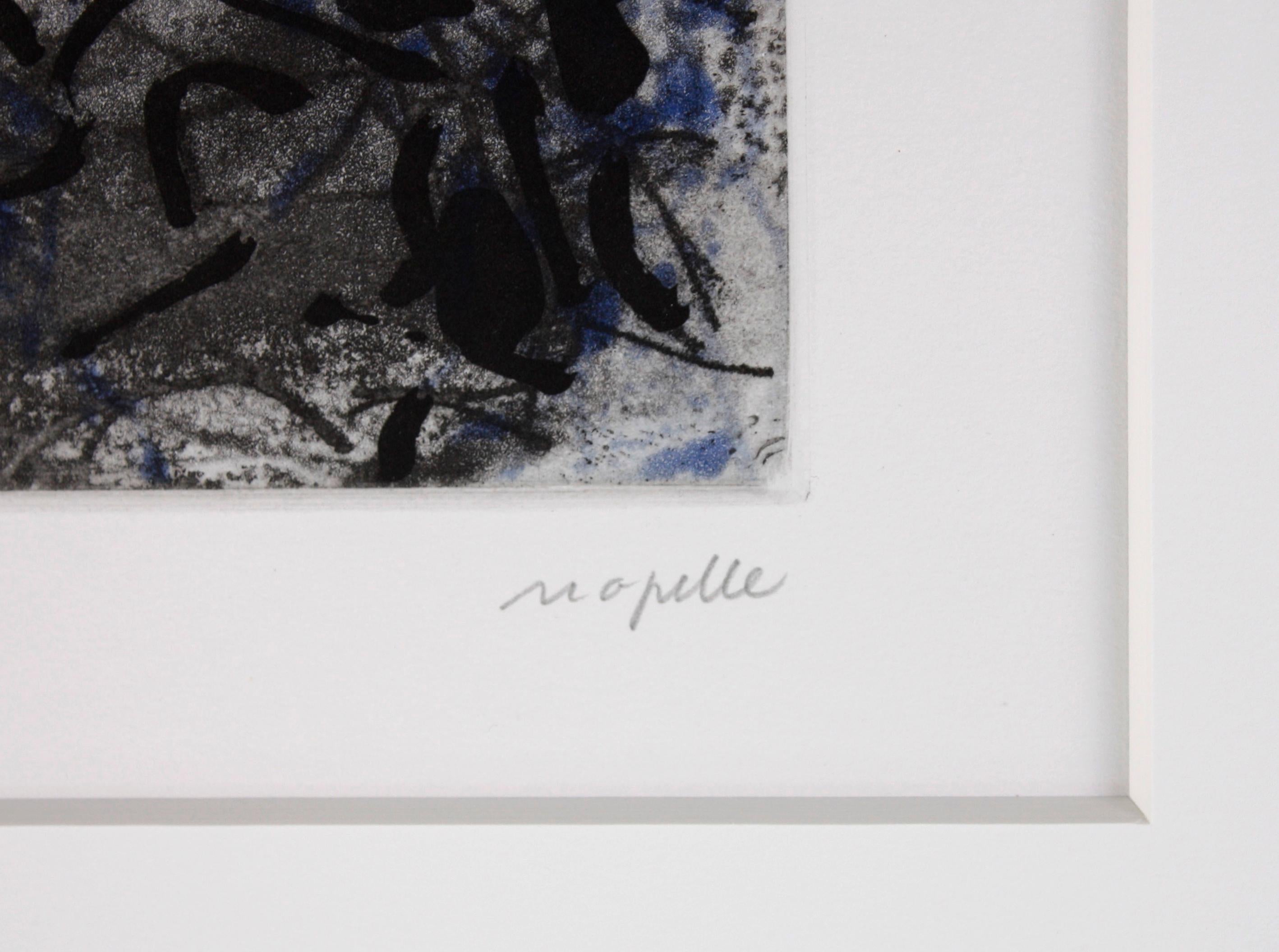 Original etching in colors on Rives paper. Edition of 56 out of 75. Printed by Maeght Publisher, Paris. Listed in the catalogue raisonné of Jean-Paul Riopelle, # 1967.17EST.GR, page 152. Signed lower right.