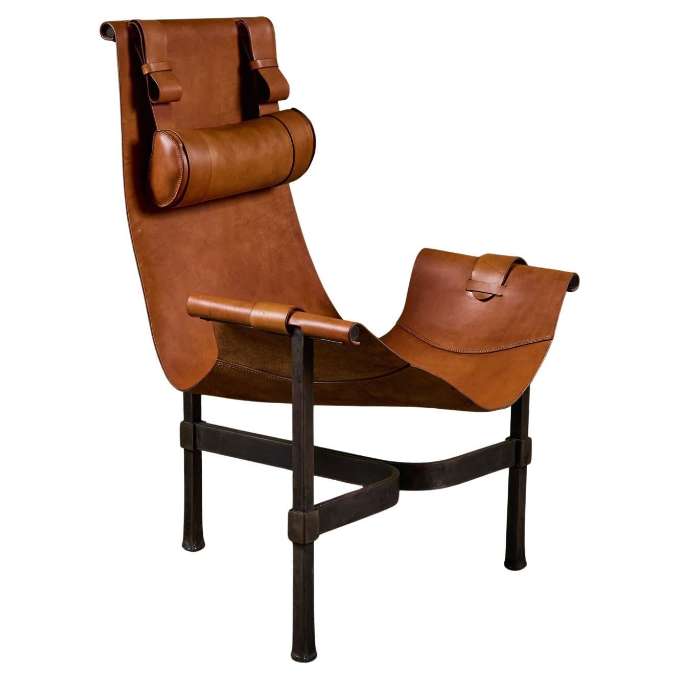 Chaise en cuir Jean-Paul Rykaert en vente