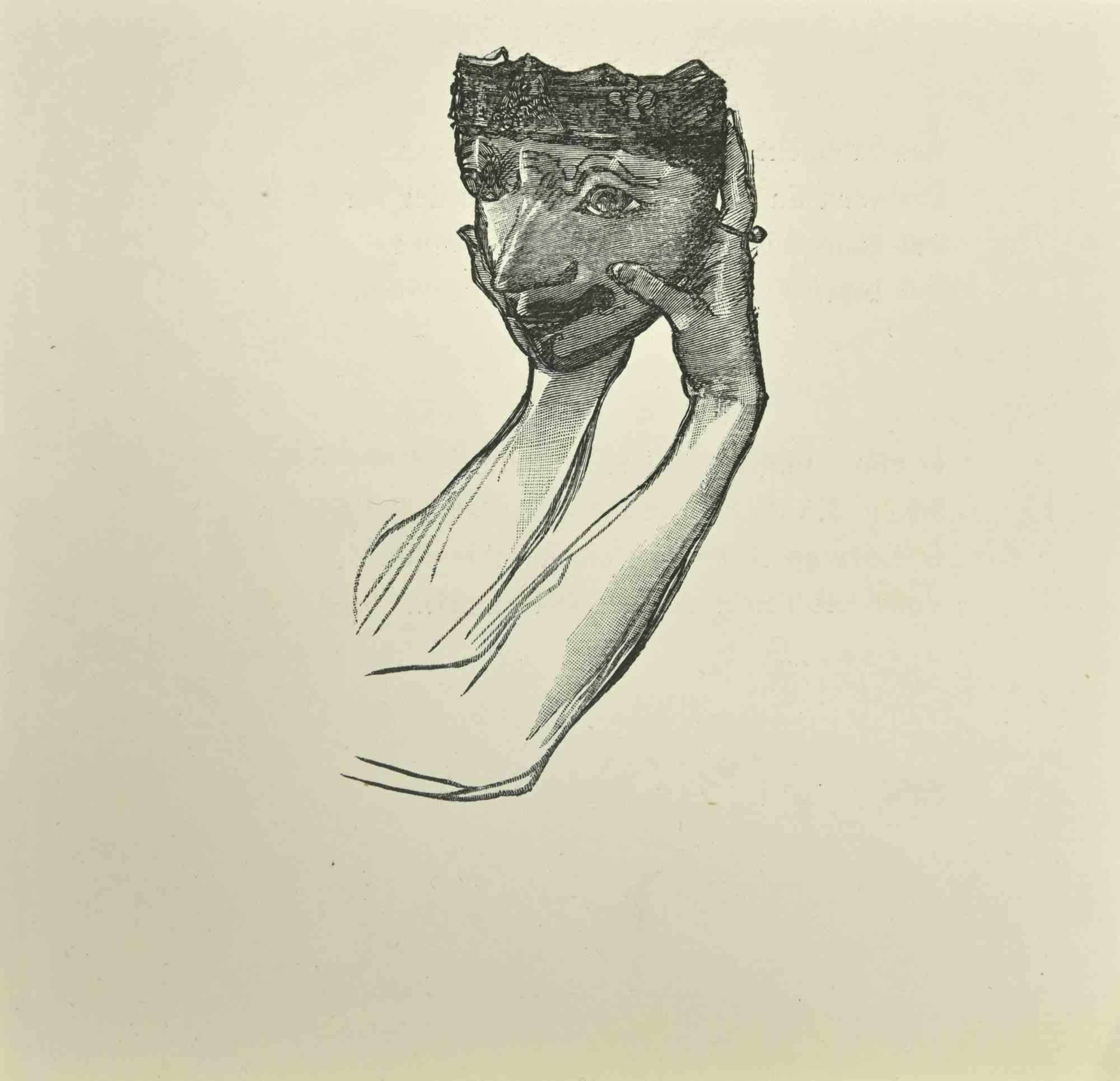 Le masque - gravure sur bois d'après Jean-Paul Sauget - 1921