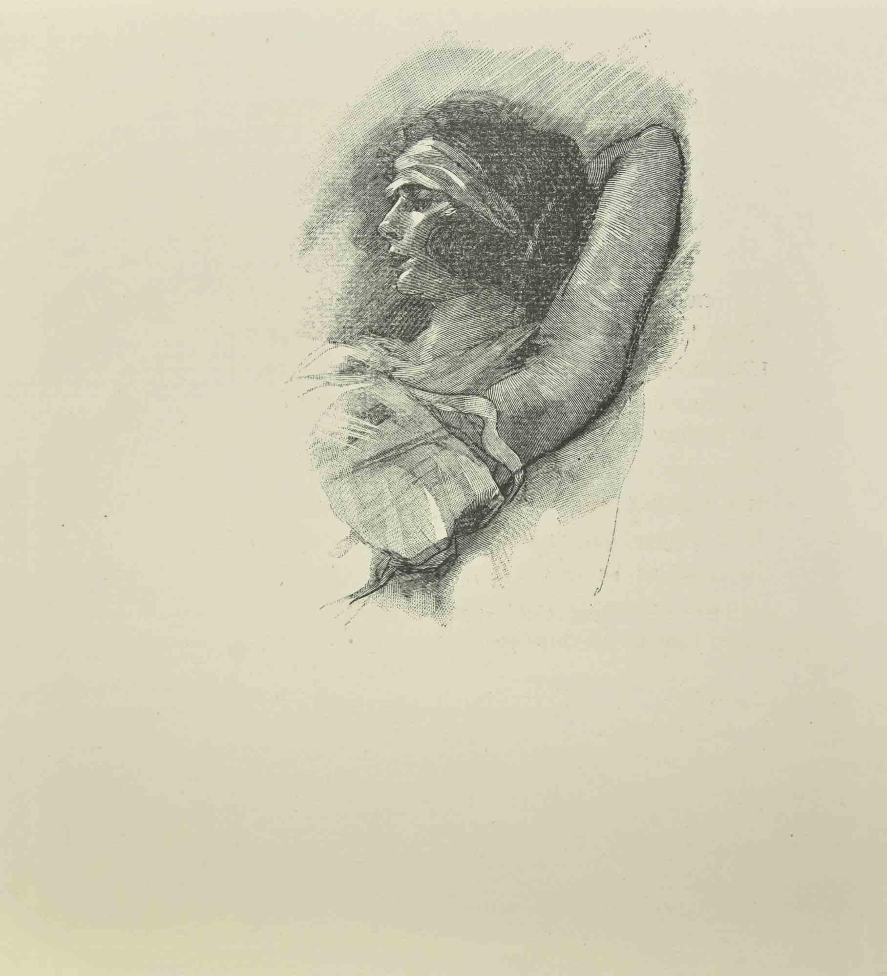 Jean Paul Sauget Portrait Print – Frau - Lithographie - 1921