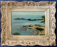 hUILE D'IMPRESSION FRANCAISE SIGNÉE DES ANNÉES 1940 - BEAULIEU SUR MER & ST JEAN CAP FERRAT