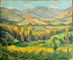 Fauvist Landscape: The Golden Trees, Oil on Board, Mid-20th Century